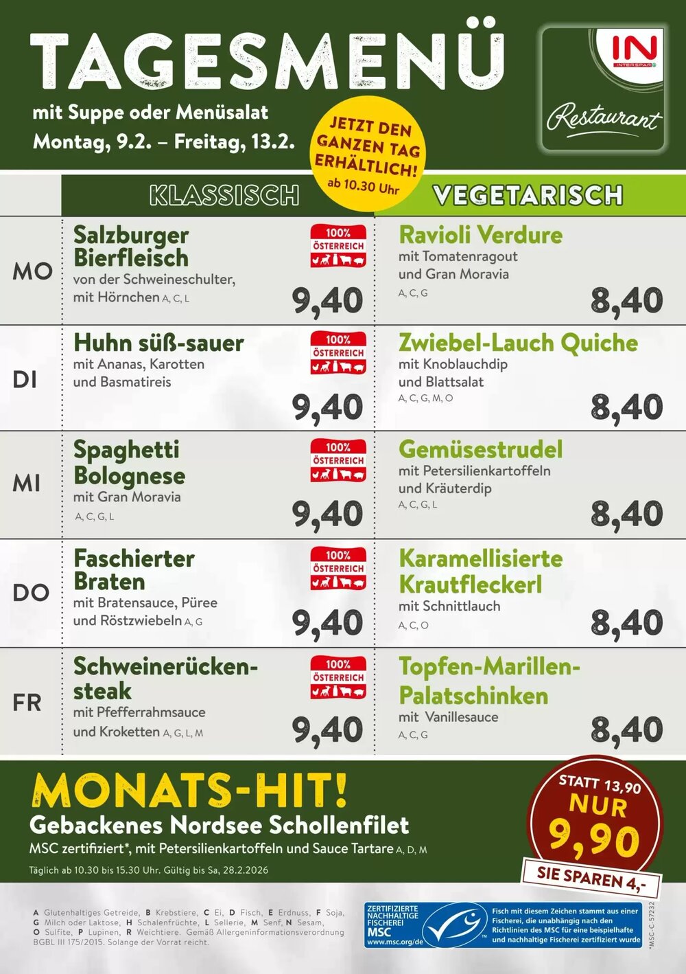 Interspar Restaurant Flugblatt (ab 09.02.2026) - Angebote und Prospekt - Seite 1