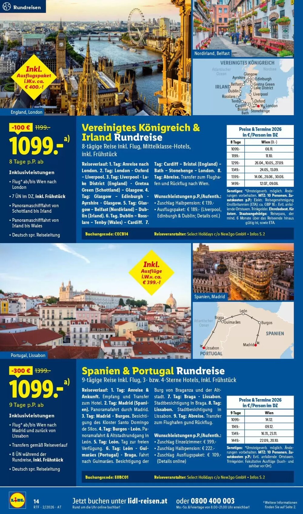 Lidl Reisen Flugblatt (ab 14.02.2026) - Angebote und Prospekt - Seite 14