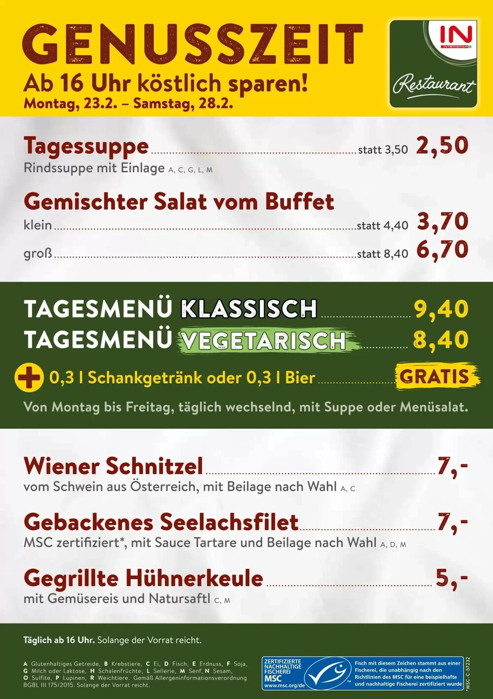 Interspar Restaurant Flugblatt (ab 23.02.2026) - Angebote und Prospekt - Seite 1