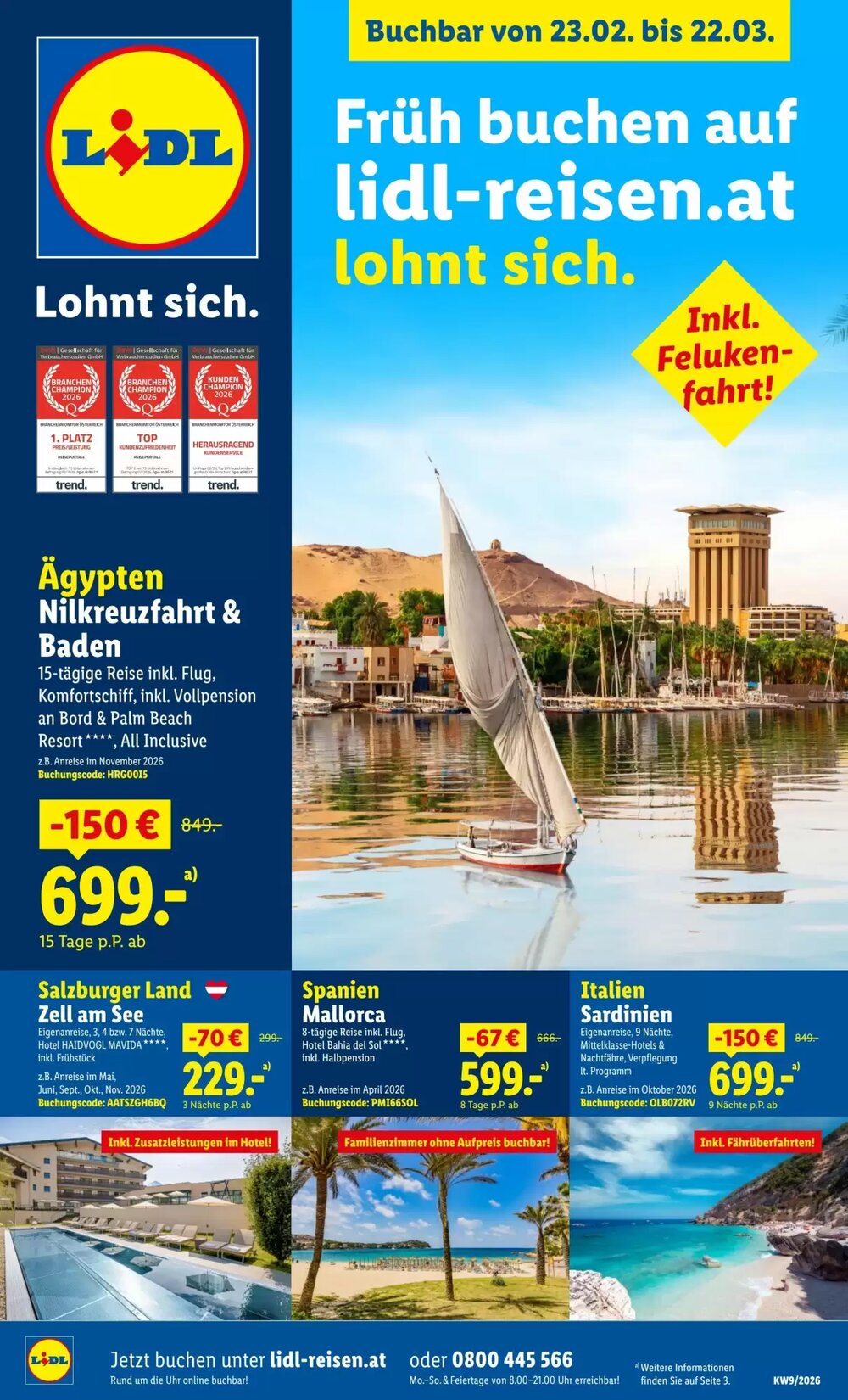 Lidl Reisen Flugblatt (ab 23.02.2026) - Angebote und Prospekt - Seite 1