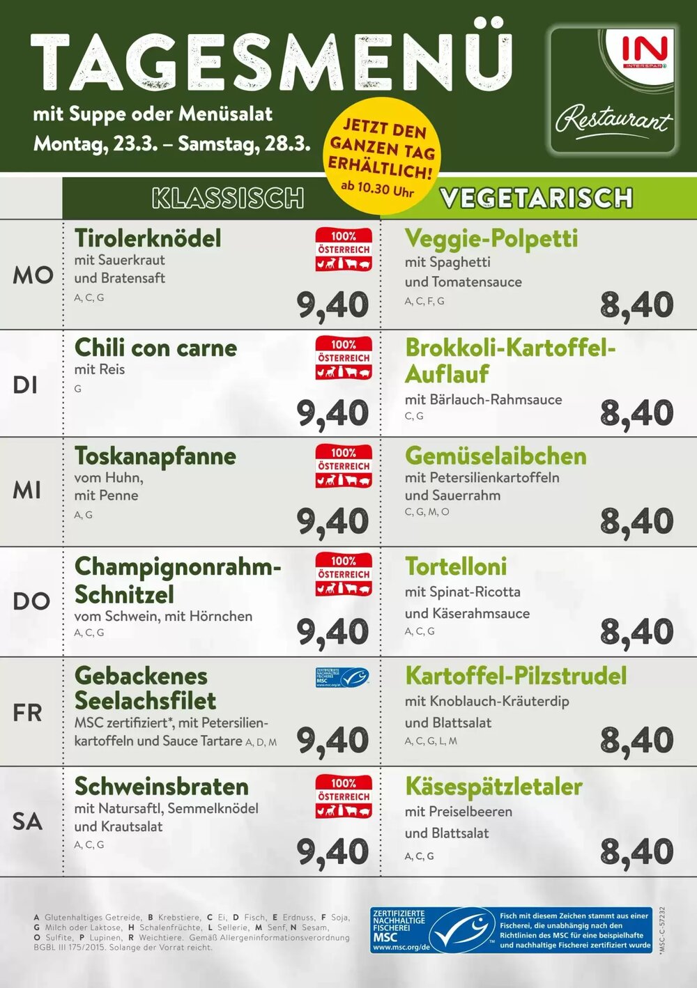 Interspar Restaurant Flugblatt (ab 23.03.2026) - Angebote und Prospekt - Seite 1