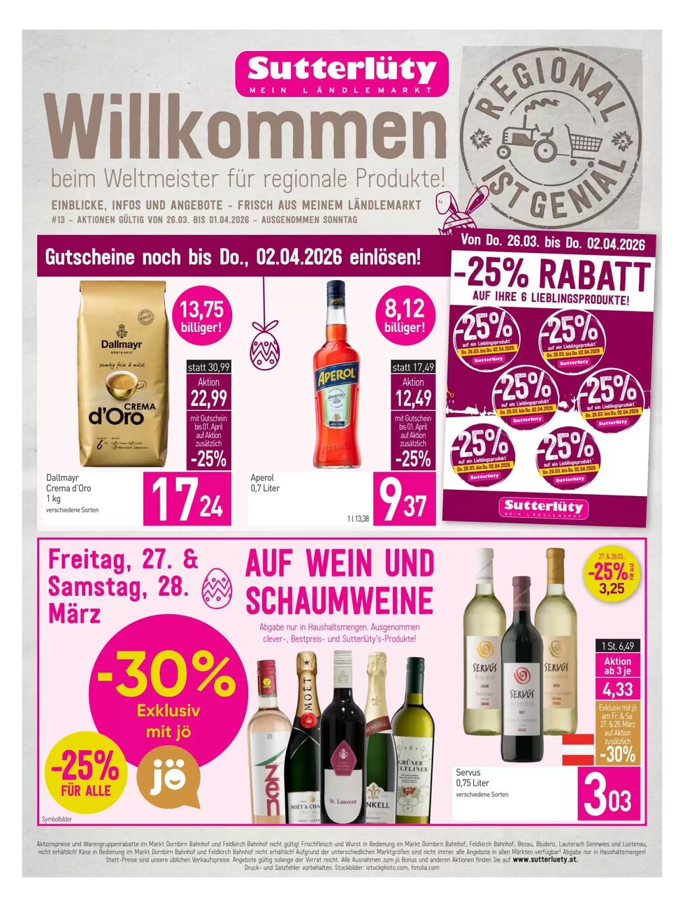 Sutterlüty Flugblatt (ab 26.03.2026) - Angebote und Prospekt - Seite 1