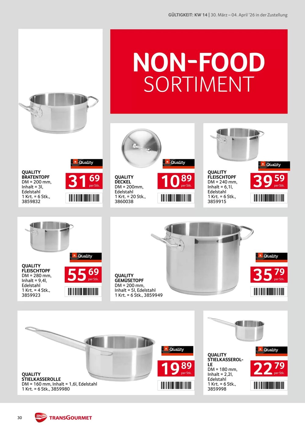 Transgourmet Flugblatt (ab 30.03.2026) - Angebote und Prospekt - Seite 30