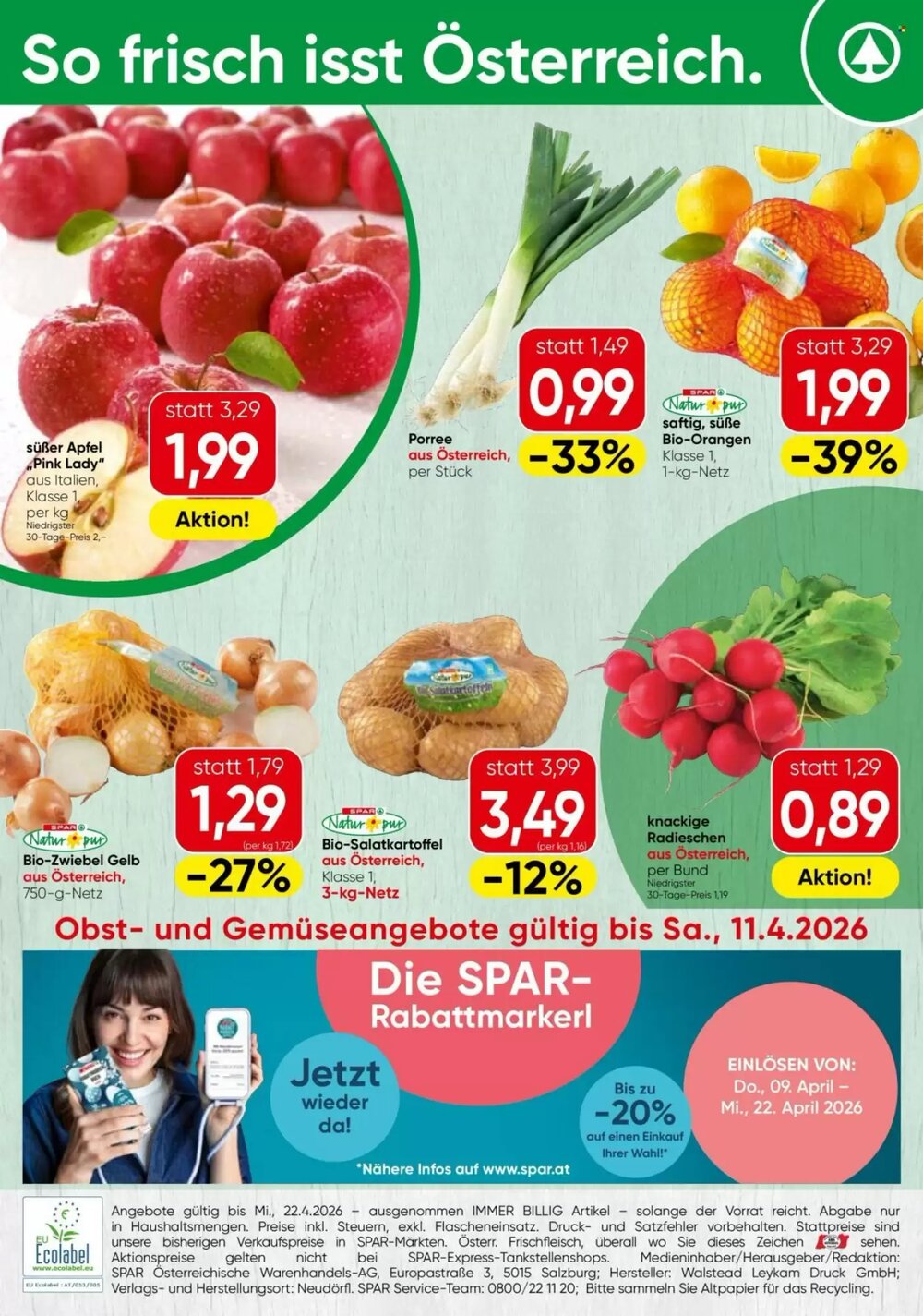 Spar Flugblatt (ab 06.04.2026) - Angebote und Prospekt - Seite 1