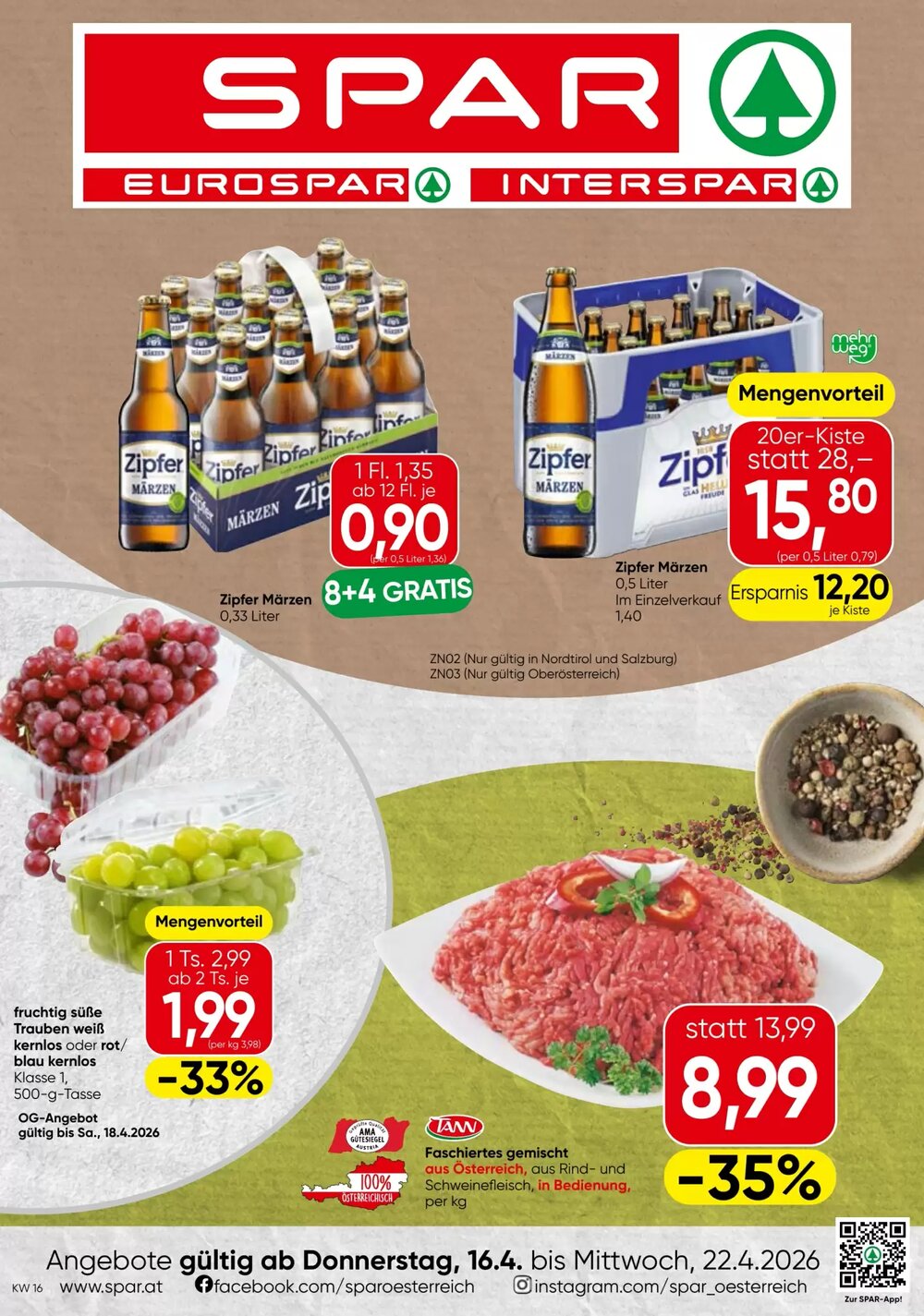 Spar Flugblatt (ab 16.04.2026) - Angebote und Prospekt - Seite 1