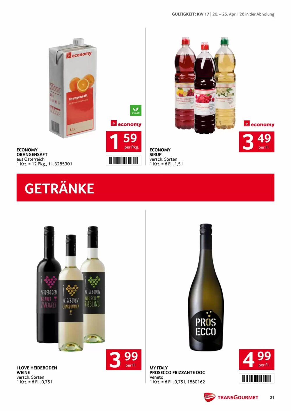 Transgourmet Flugblatt (ab 20.04.2026) - Angebote und Prospekt - Seite 21