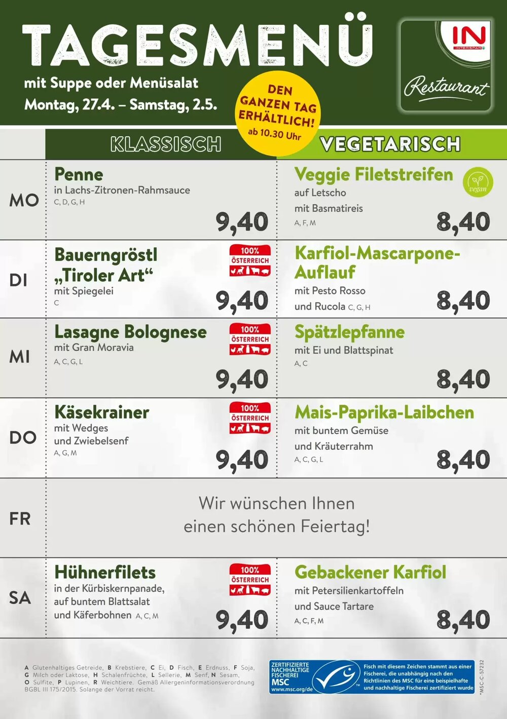 Interspar Restaurant Flugblatt (ab 27.04.2026) - Angebote und Prospekt - Seite 1