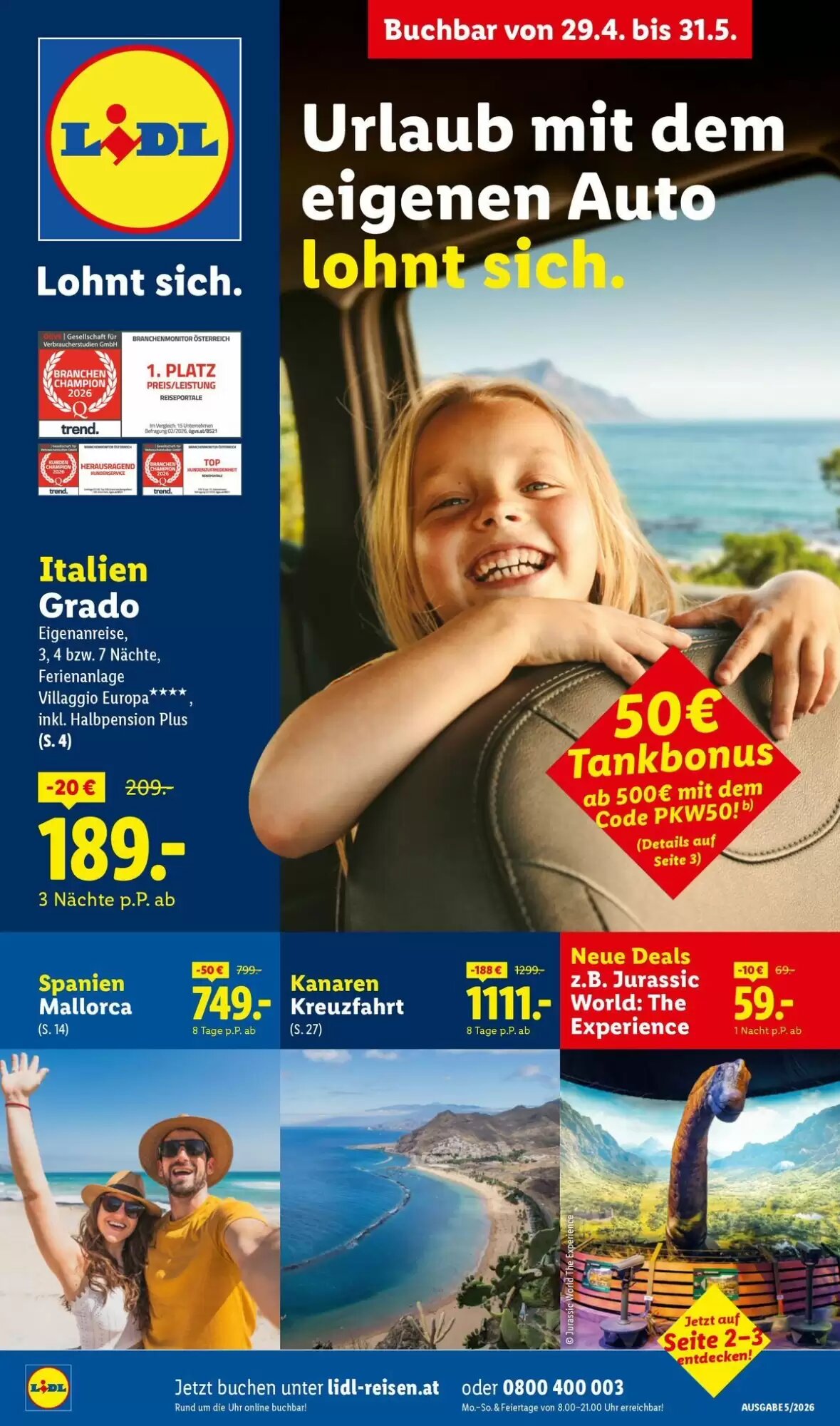 Lidl Reisen Flugblatt (ab 29.04.2026) - Angebote und Prospekt - Seite 1