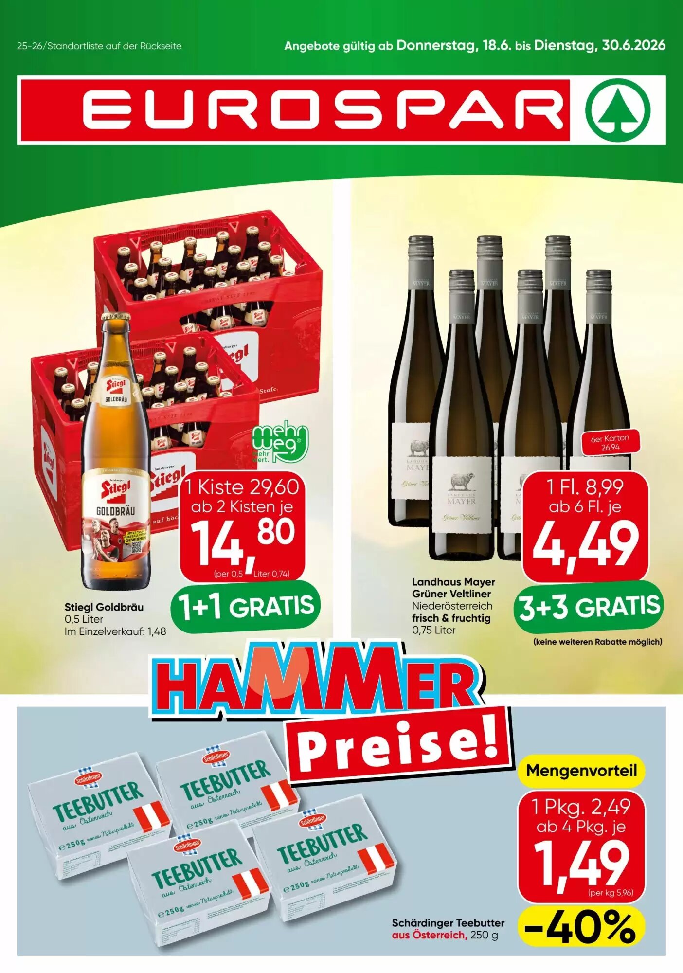Eurospar Flugblatt (ab 18.06.2026) - Angebote und Prospekt - Seite 1