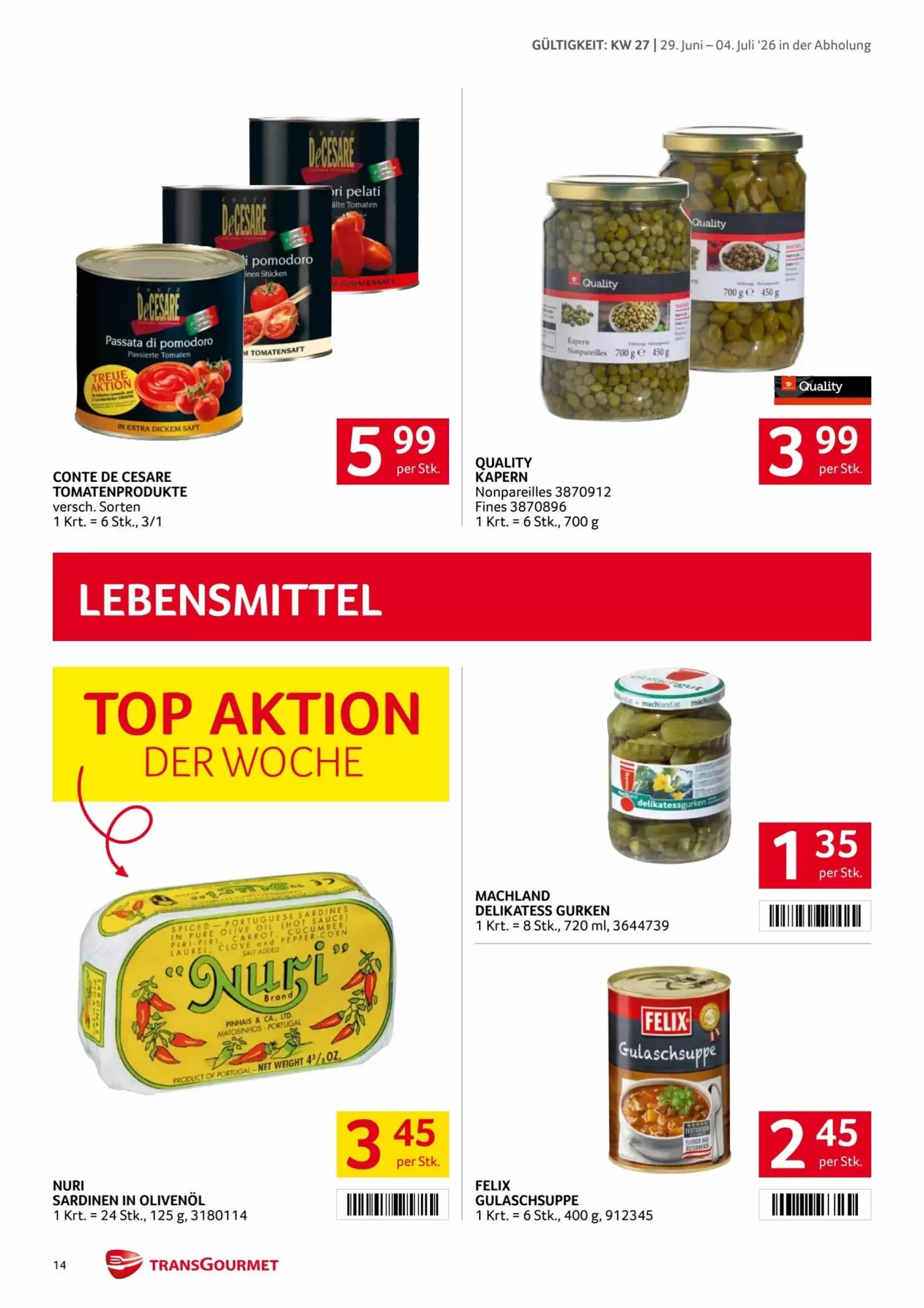 Transgourmet Flugblatt (ab 29.06.2026) - Angebote und Prospekt - Seite 14