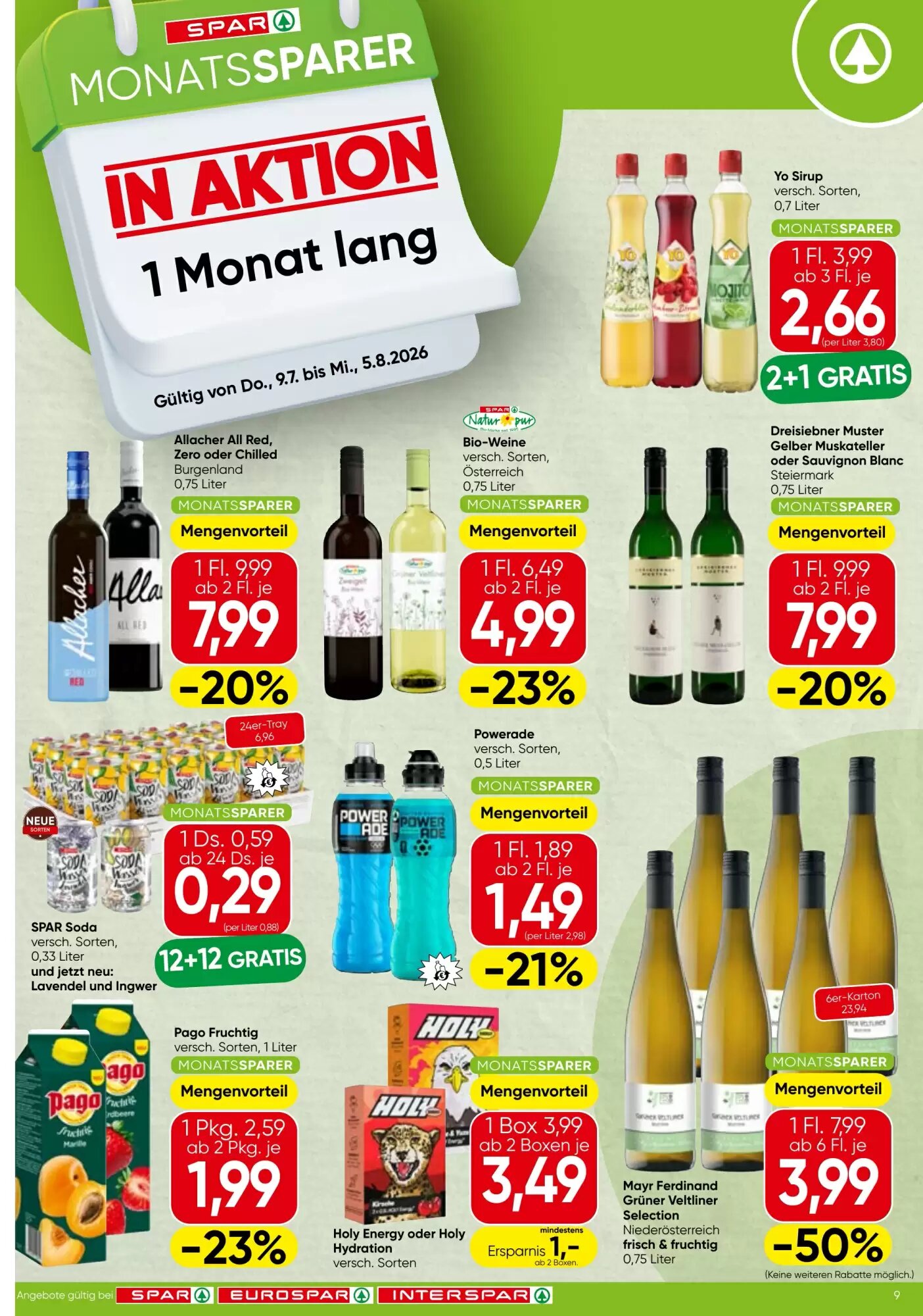 Spar Flugblatt (ab 09.07.2026) - Angebote und Prospekt - Seite 1