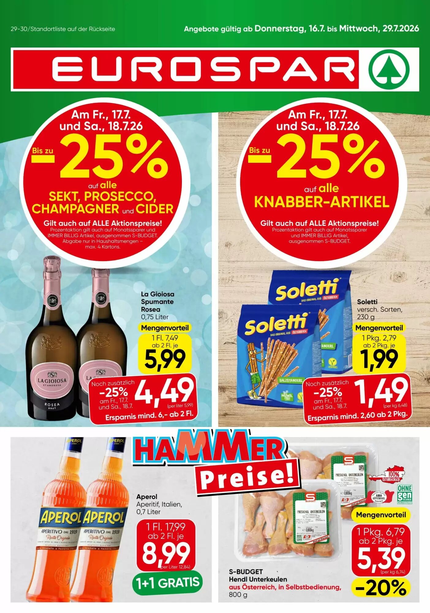 Eurospar Flugblatt (ab 16.07.2026) - Angebote und Prospekt - Seite 1