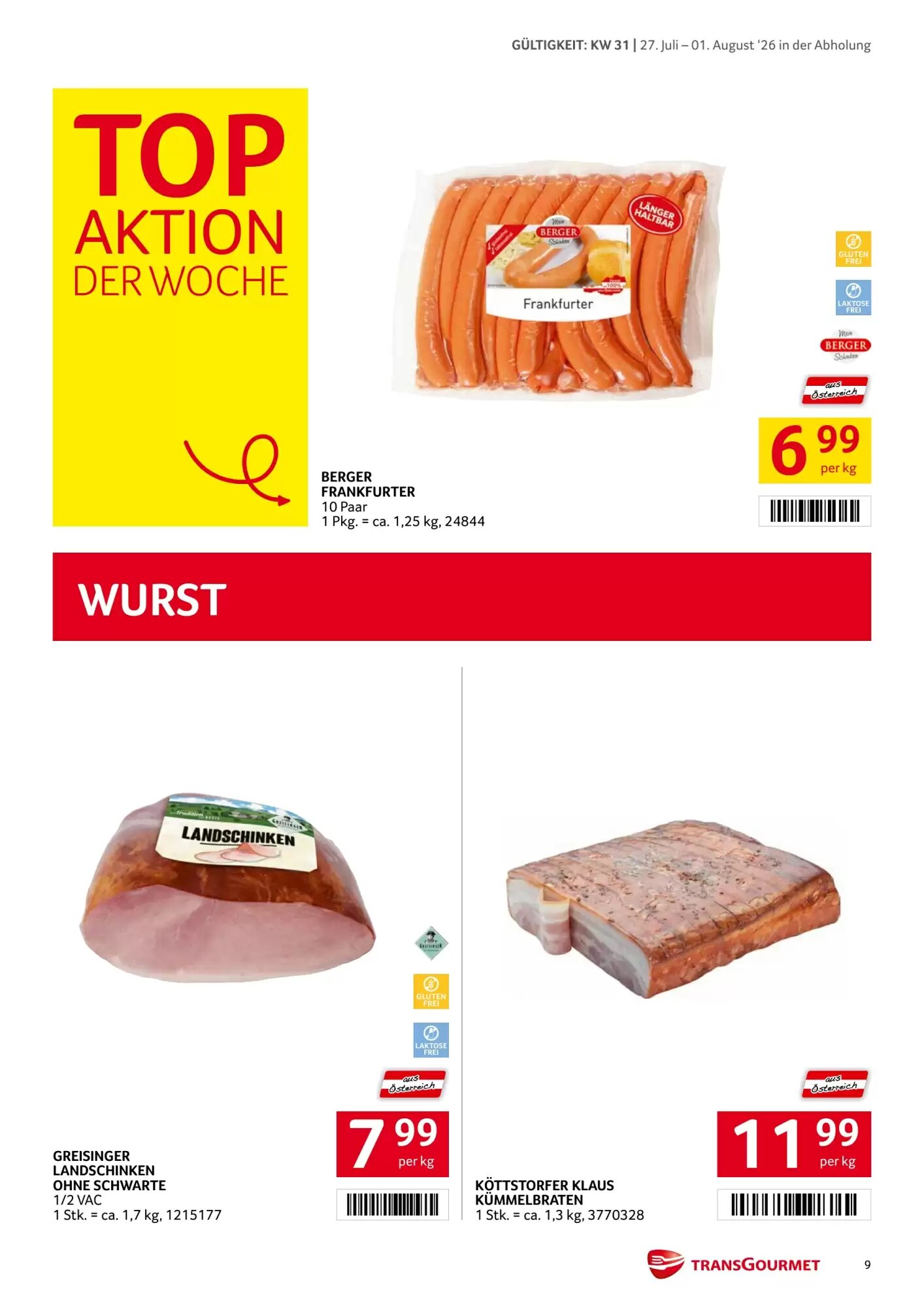 Transgourmet Flugblatt (ab 27.07.2026) - Angebote und Prospekt - Seite 9