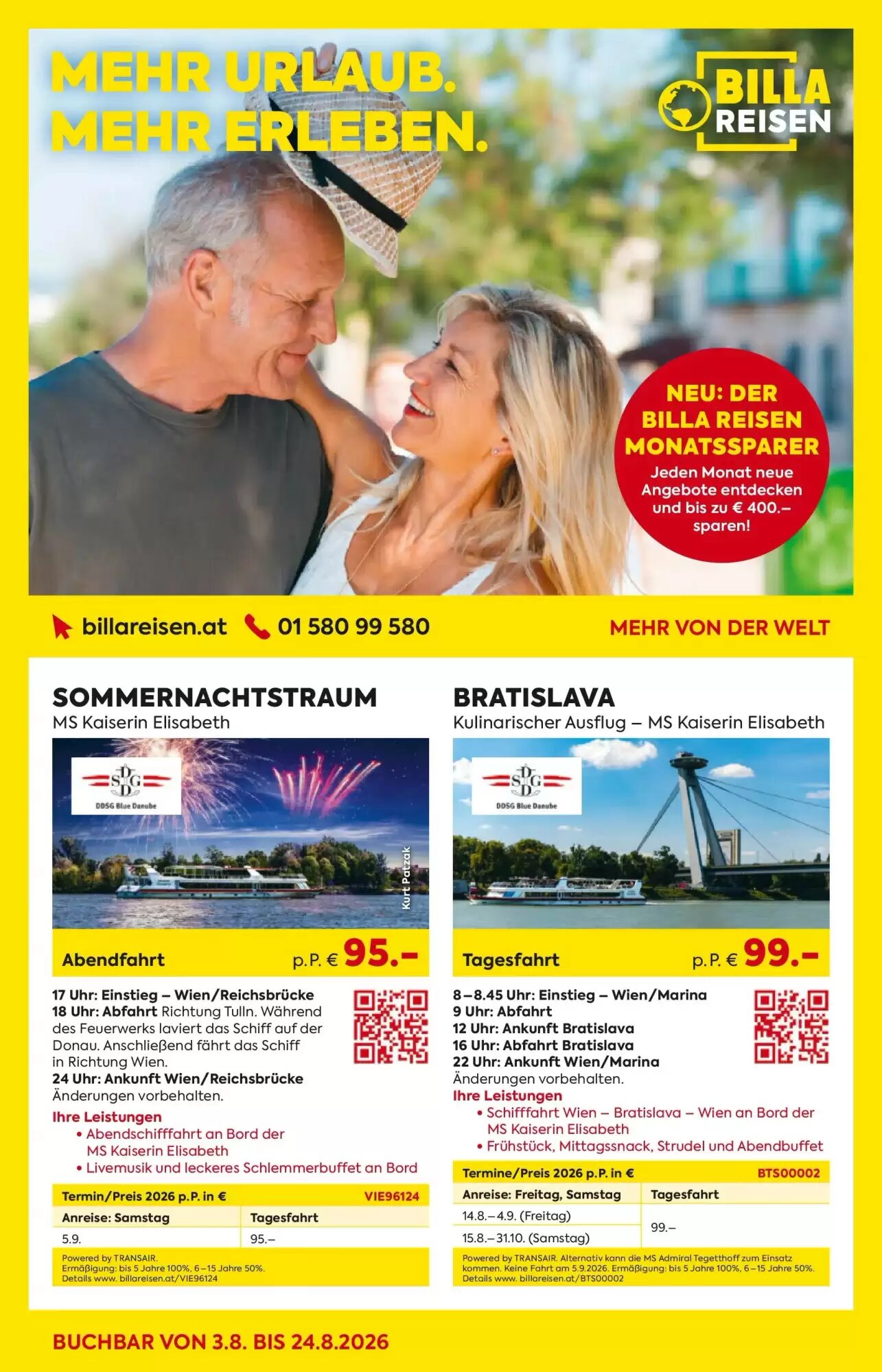 Billa Reisen Flugblatt (ab 03.08.2026) - Angebote und Prospekt - Seite 1