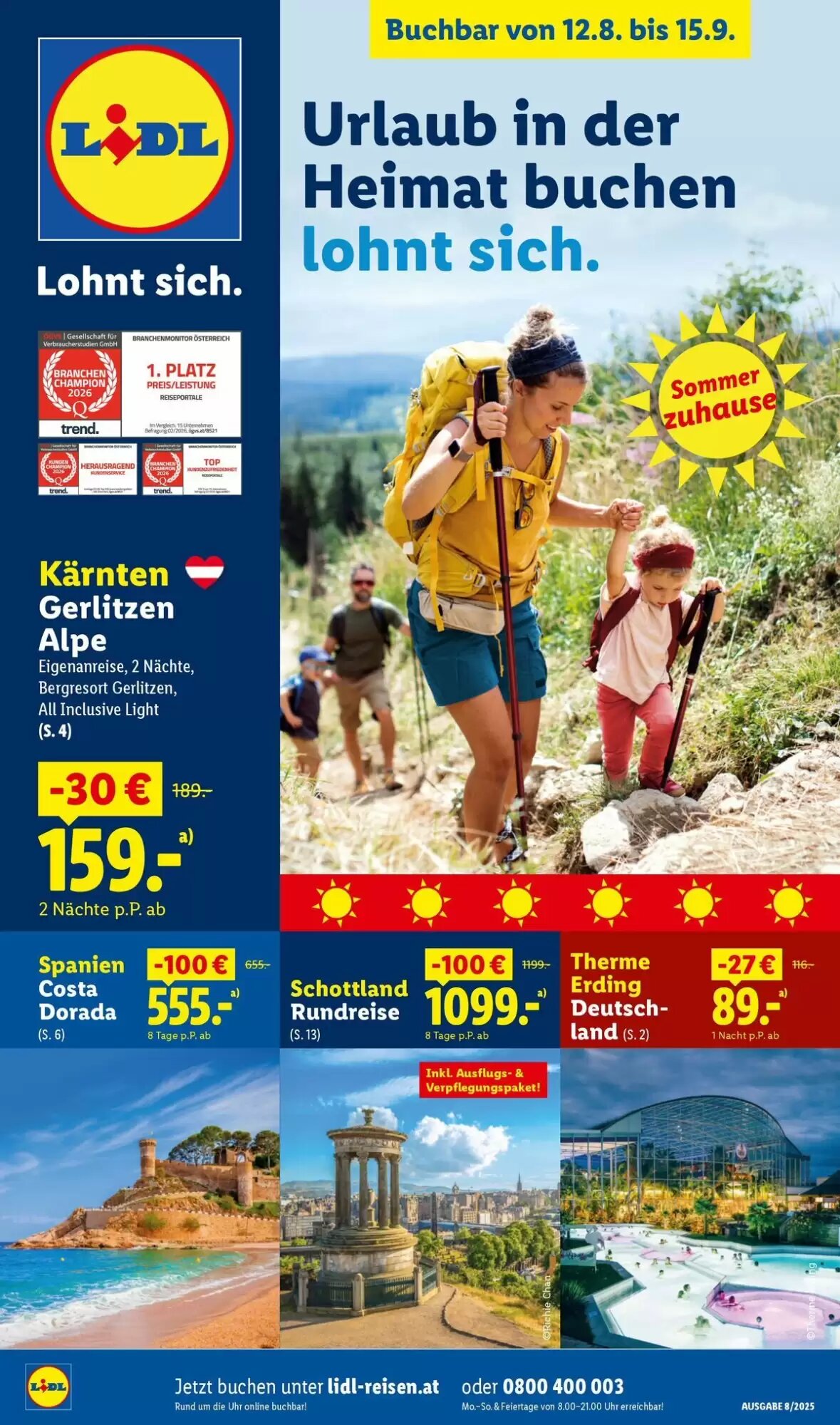Lidl Reisen Flugblatt (ab 12.08.2026) - Angebote und Prospekt - Seite 1
