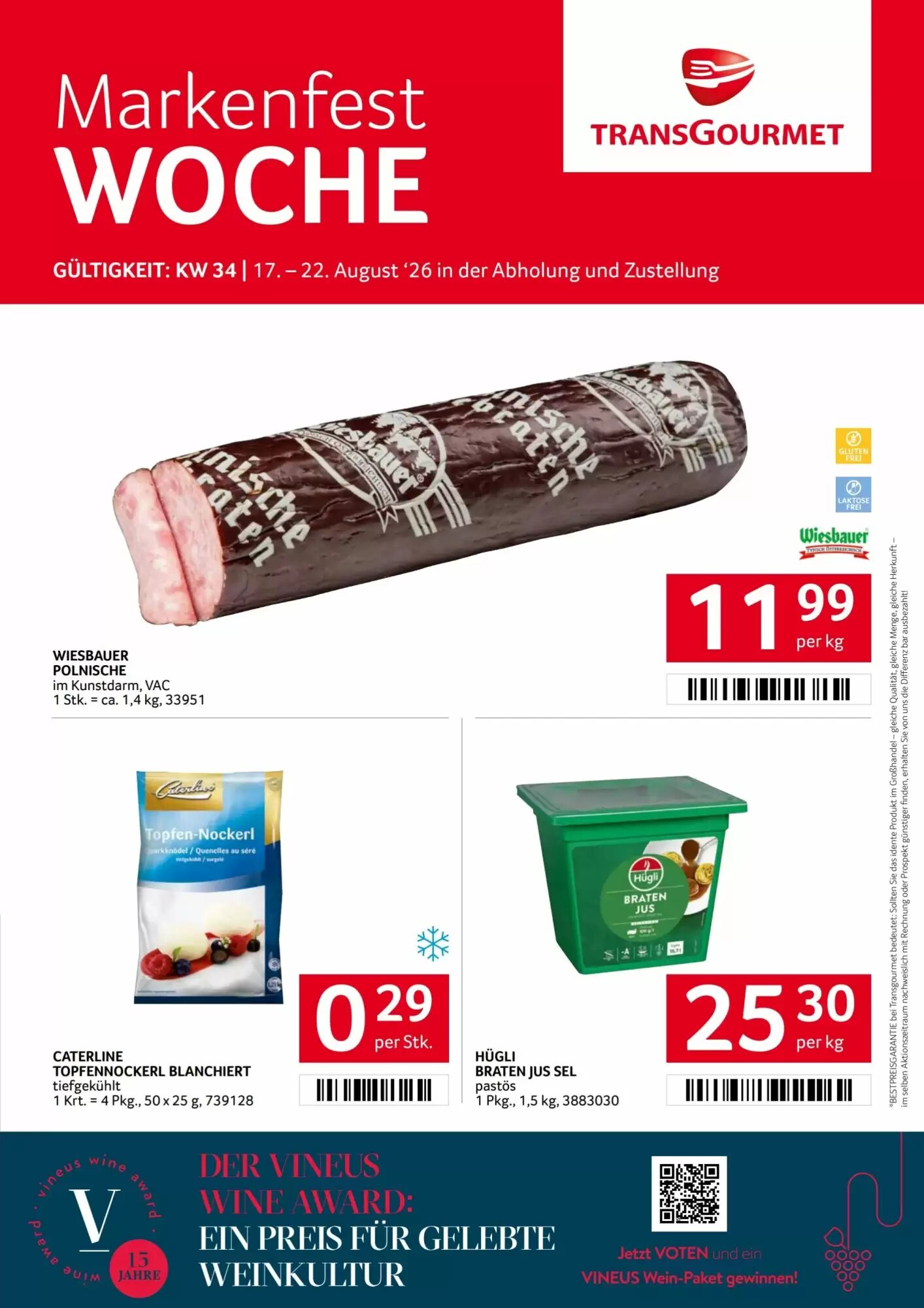 Transgourmet Flugblatt (ab 17.08.2026) - Angebote und Prospekt - Seite 1