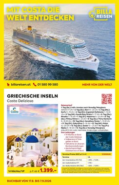 Billa Reisen Flugblatt (ab 17.08.2026) - Angebote und Prospekt
