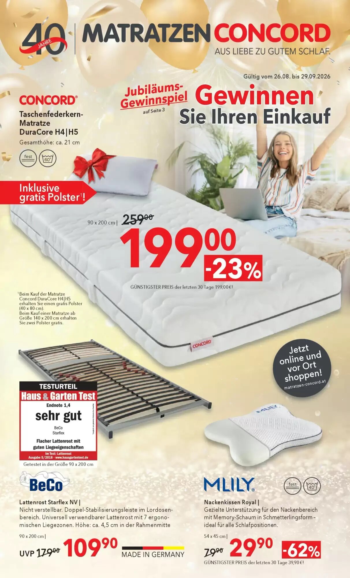 Matratzen Concord Flugblatt (ab 26.08.2026) - Angebote und Prospekt - Seite 1
