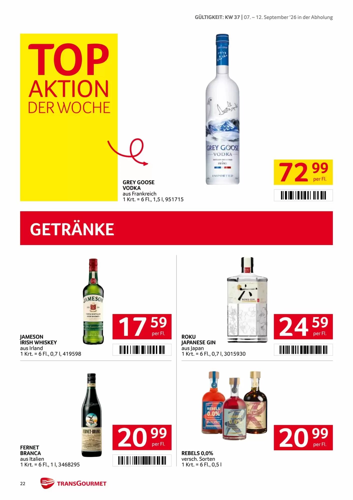 Transgourmet Flugblatt (ab 07.09.2026) - Angebote und Prospekt - Seite 22