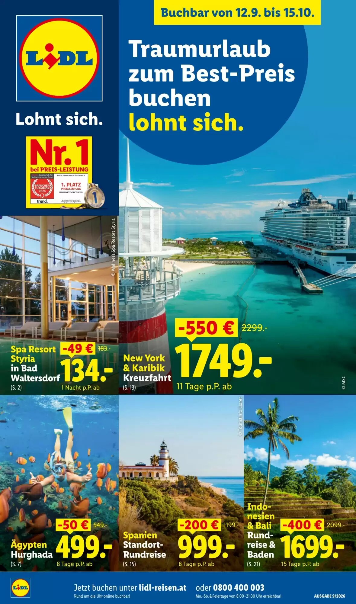 Lidl Reisen Flugblatt (ab 12.09.2026) - Angebote und Prospekt - Seite 1