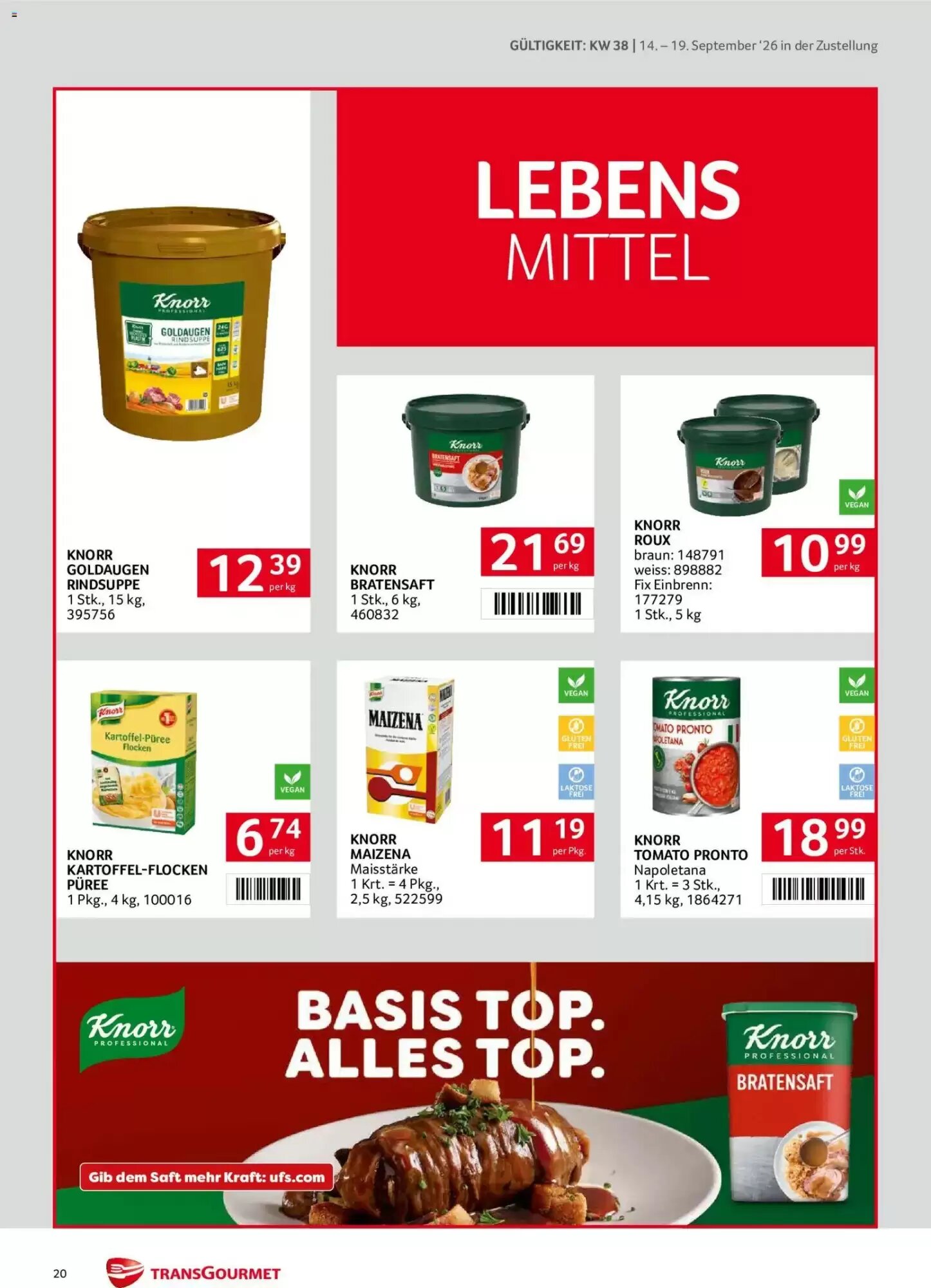 Transgourmet Flugblatt (ab 14.09.2026) - Angebote und Prospekt - Seite 20