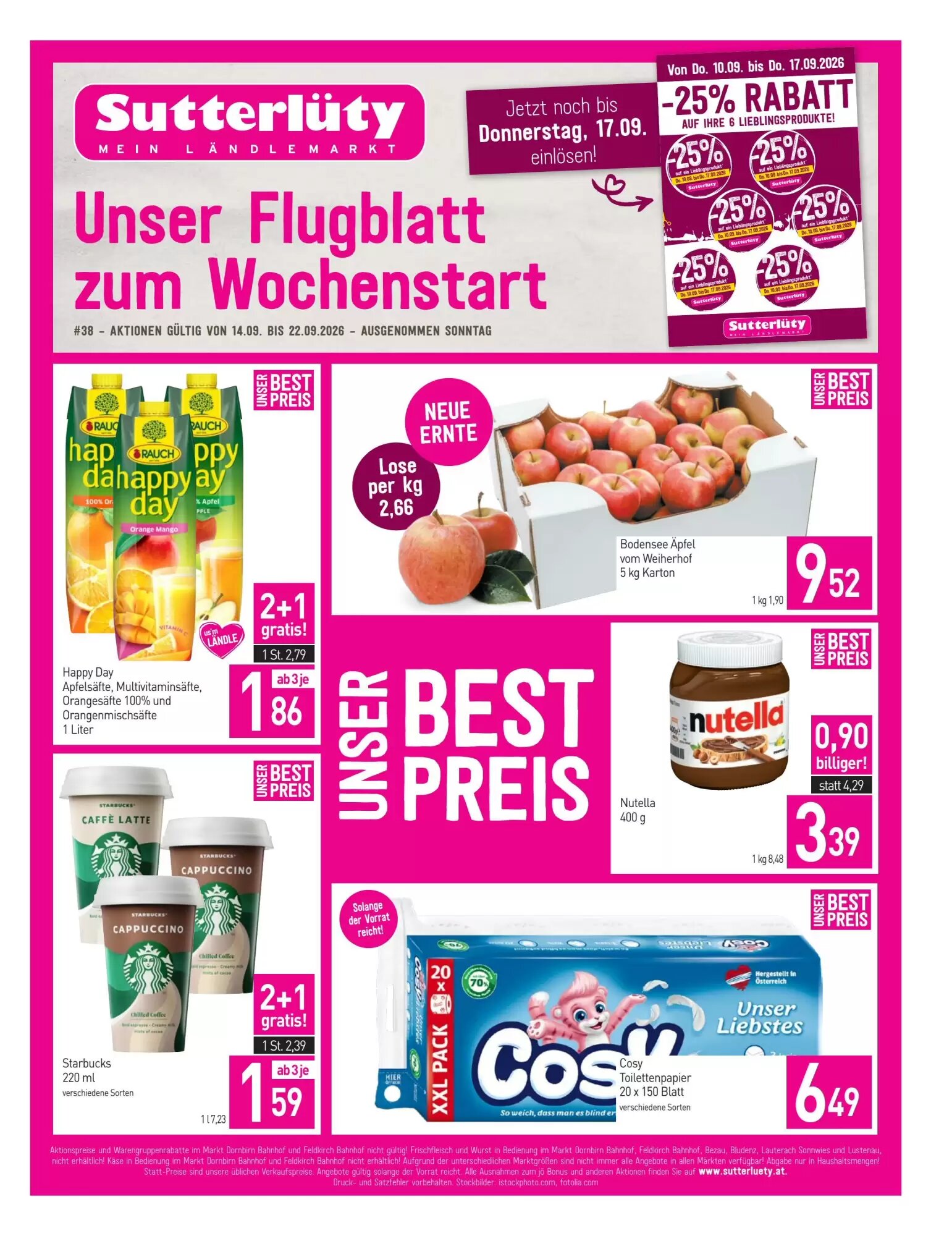 Sutterlüty Flugblatt (ab 14.09.2026) - Angebote und Prospekt - Seite 1