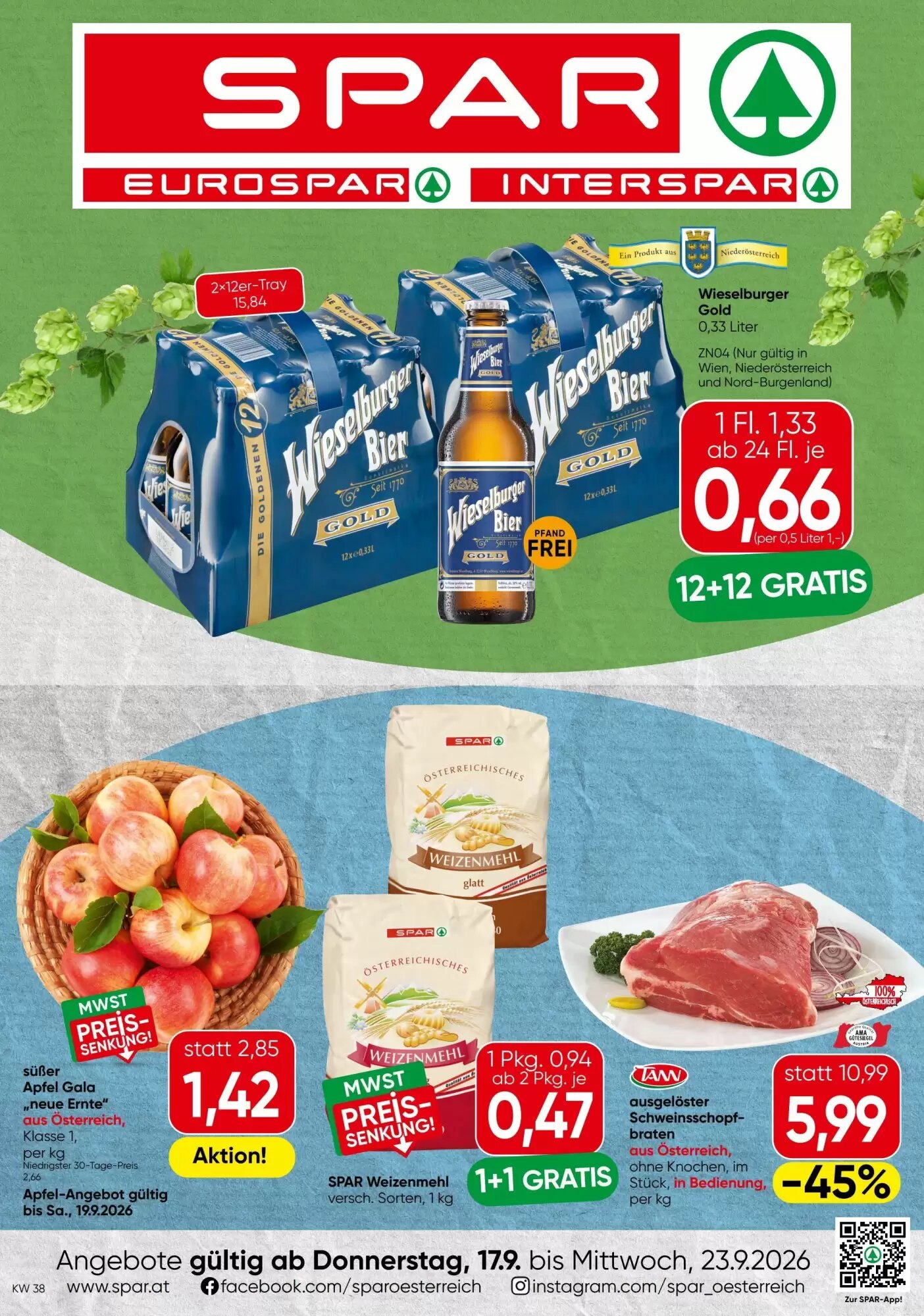 Spar Flugblatt (ab 17.09.2026) - Angebote und Prospekt - Seite 1