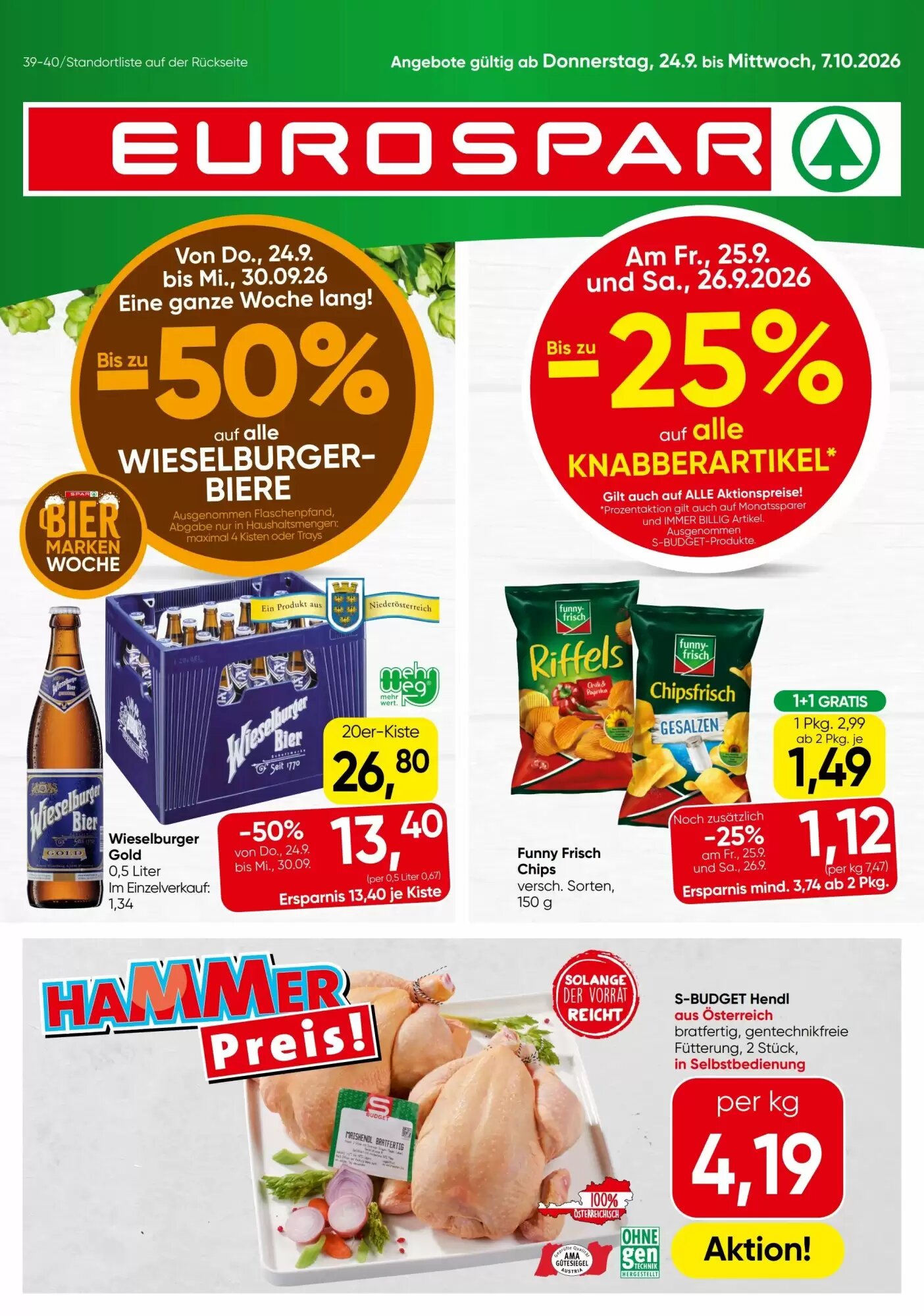 Eurospar Flugblatt (ab 24.09.2026) - Angebote und Prospekt - Seite 1