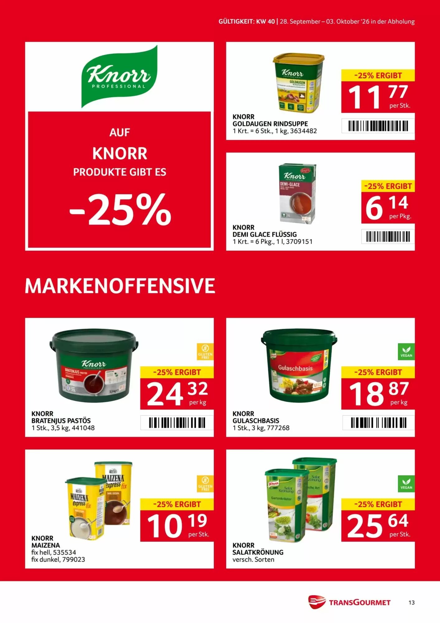 Transgourmet Flugblatt (ab 28.09.2026) - Angebote und Prospekt - Seite 13