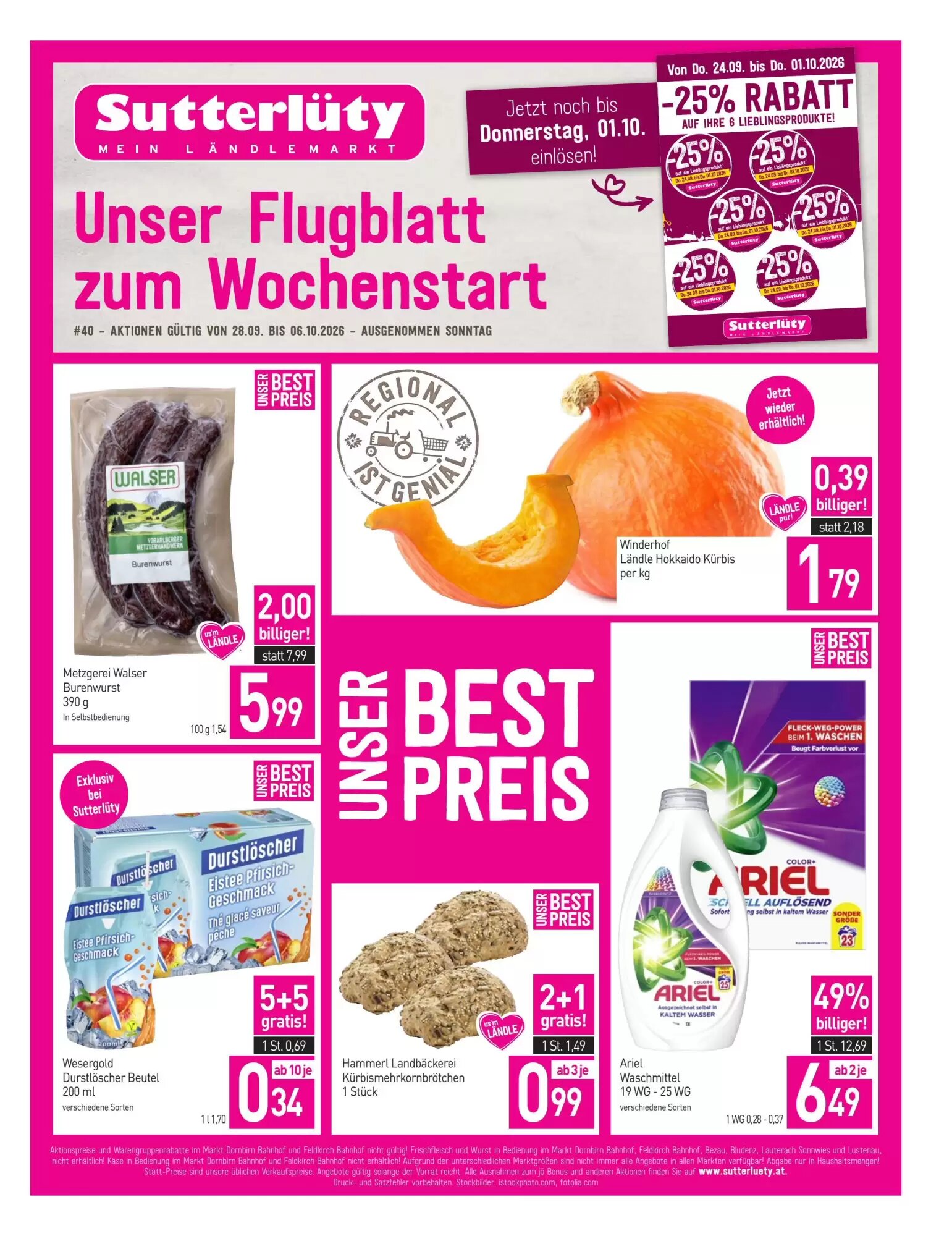 Sutterlüty Flugblatt (ab 28.09.2026) - Angebote und Prospekt - Seite 1