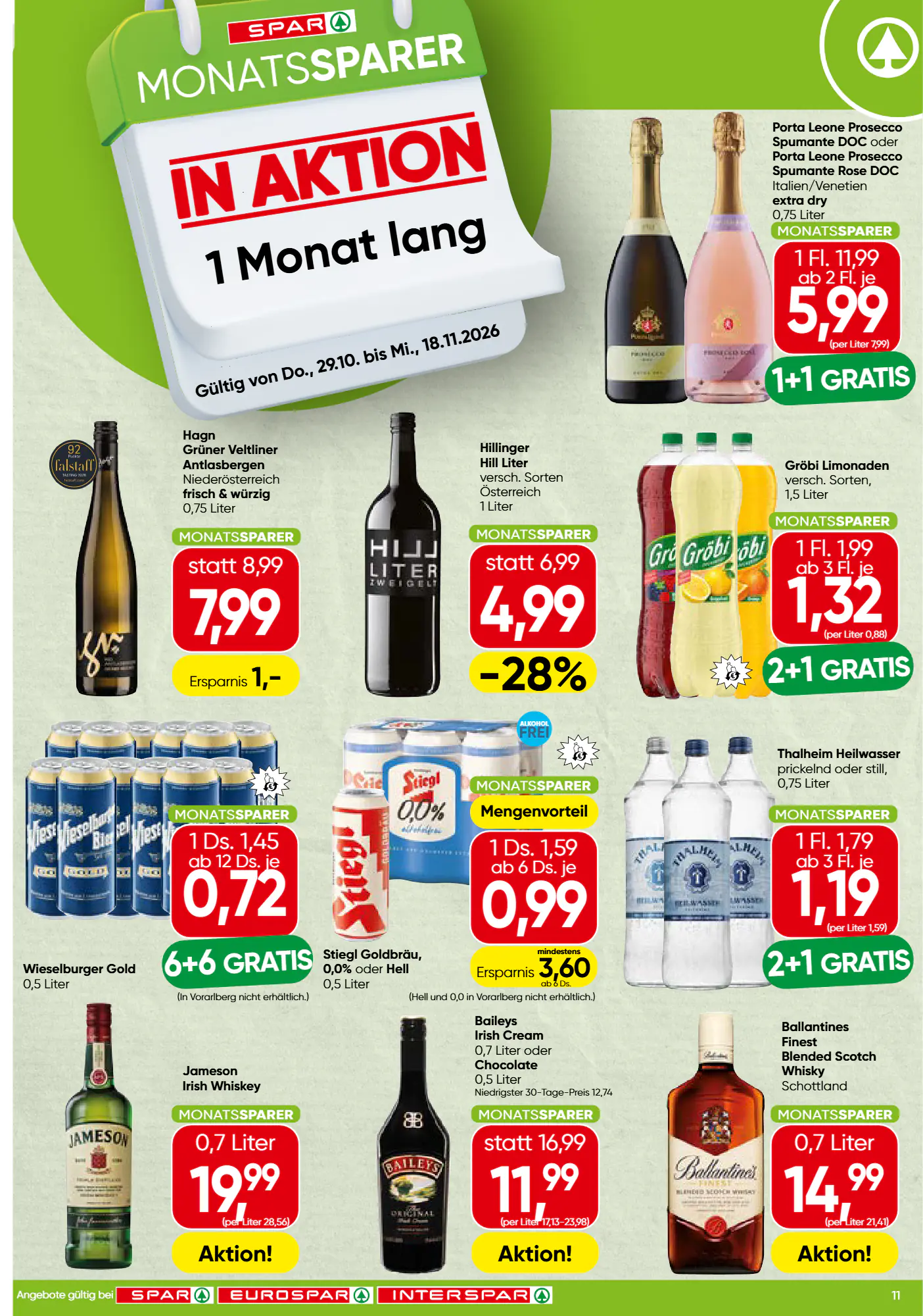 Spar Flugblatt (ab 29.10.2026) - Angebote und Prospekt - Seite 1
