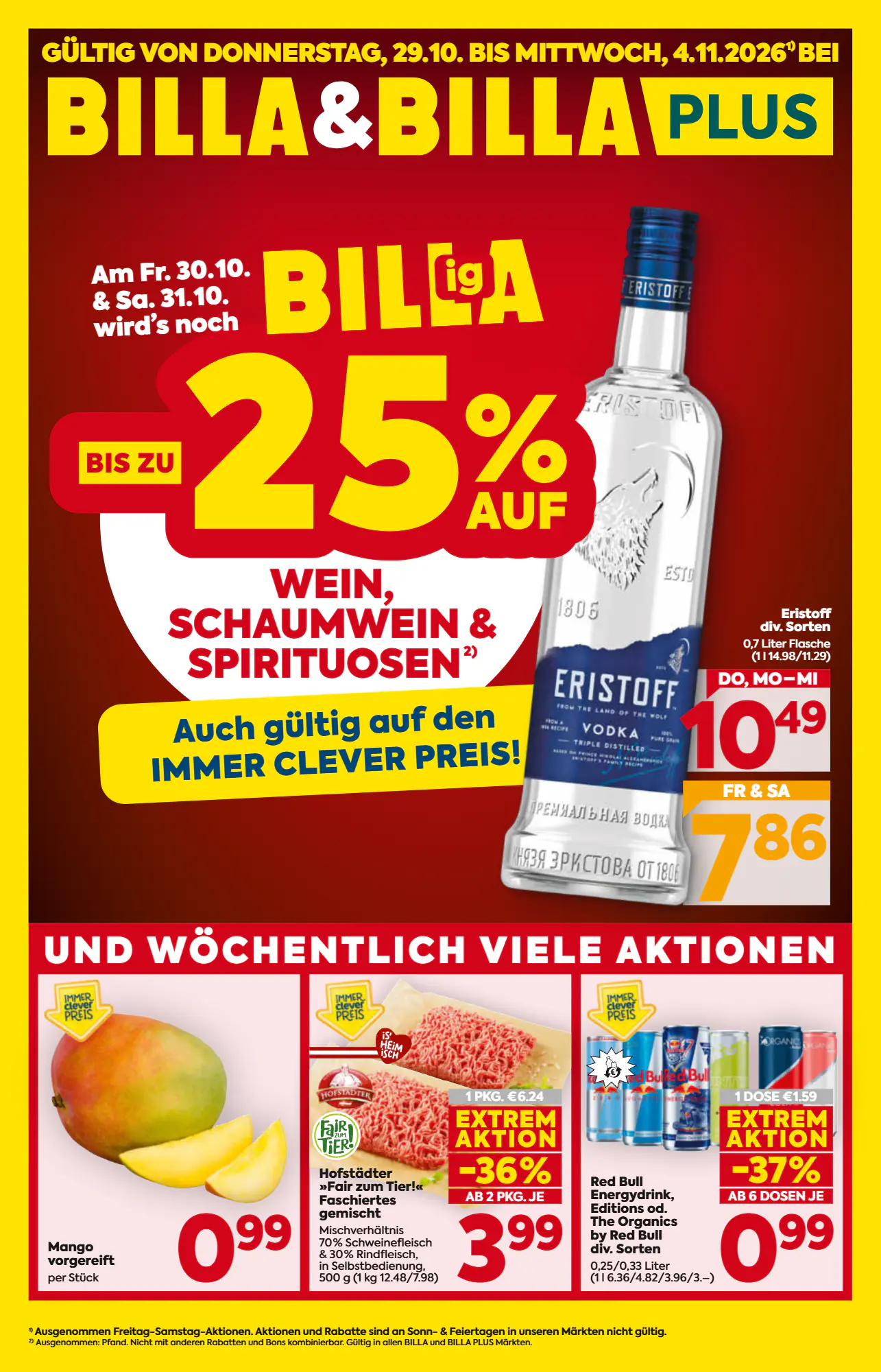 Billa Flugblatt (ab 29.10.2026) - Angebote und Prospekt - Seite 1
