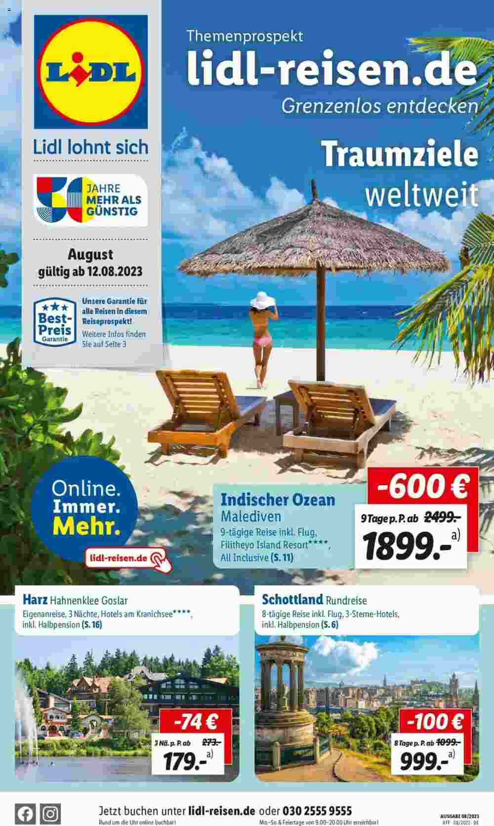 Lidl Reisen Prospekt (ab 12.08.2023) zum Blättern - Seite 1