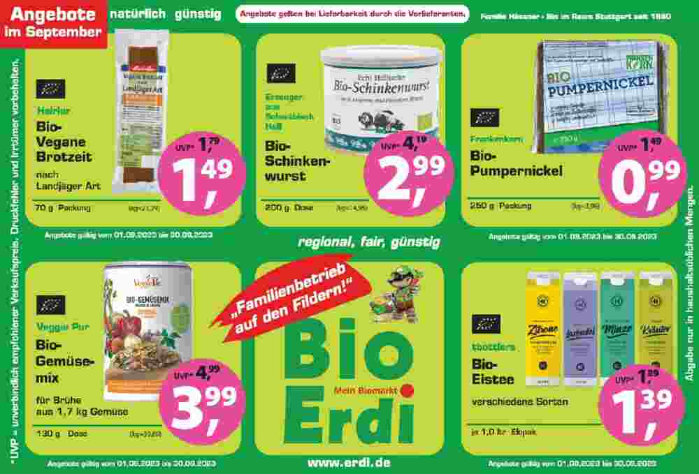 Erdi Biomarkt Prospekt (ab 01.09.2023) zum Blättern - Seite 1