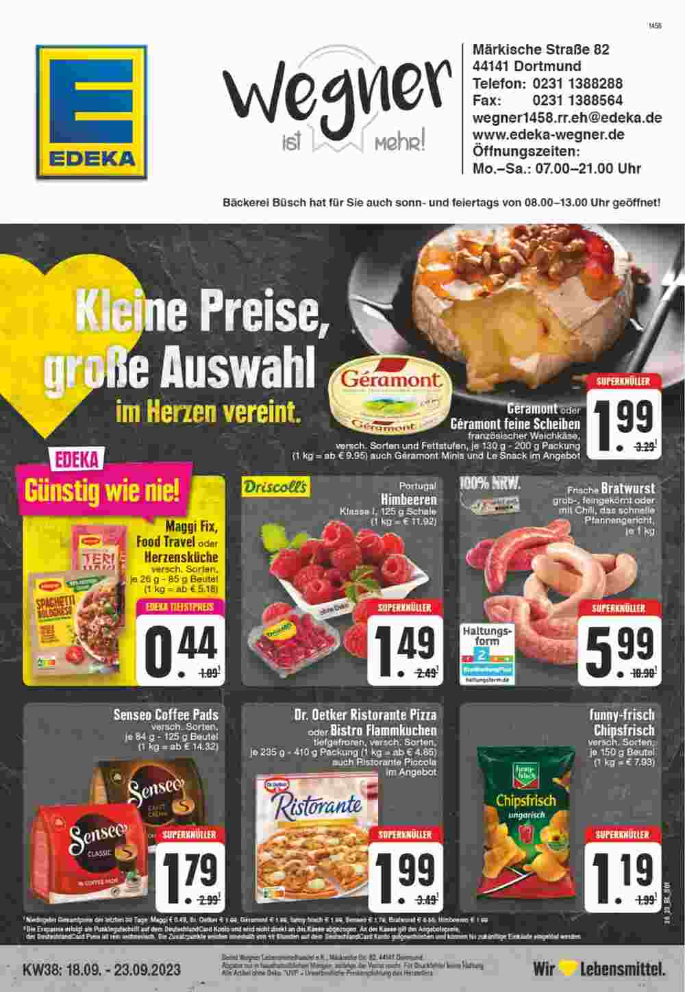 Edeka Wegner Prospekt (ab 18.09.2023) zum Blättern - Seite 1