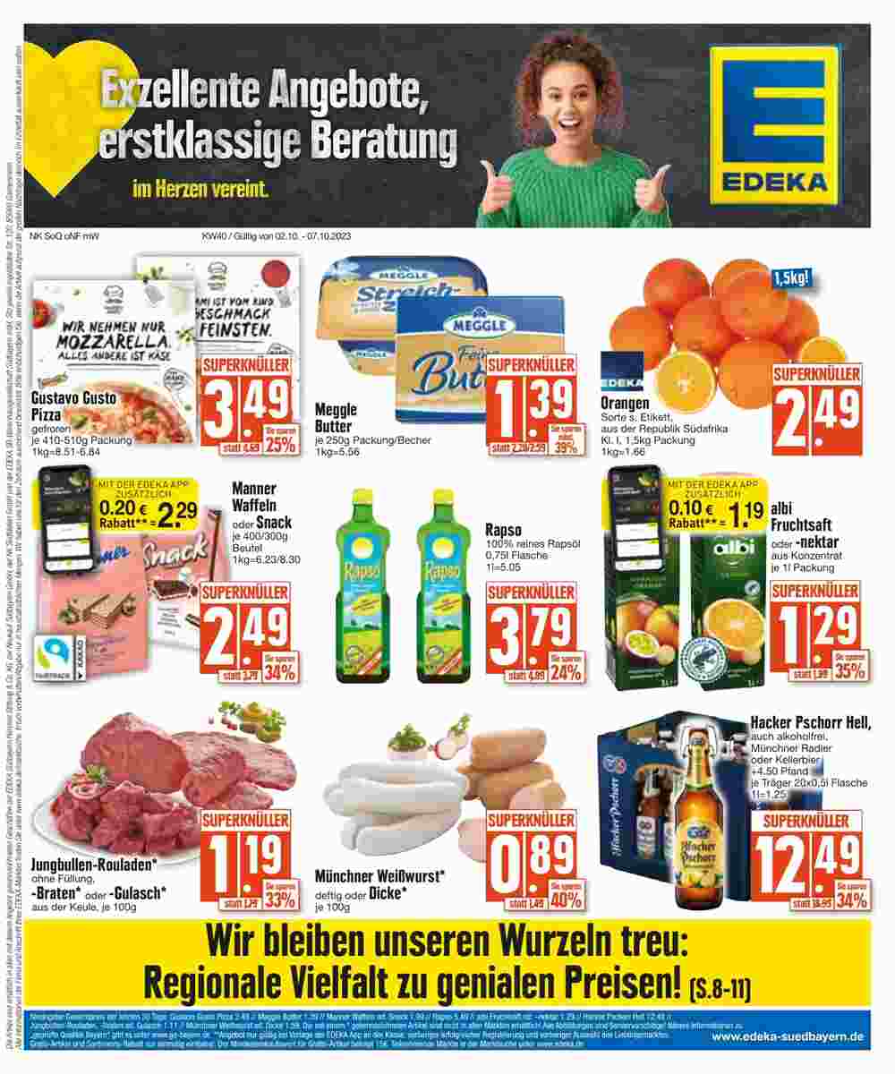 Edeka Scherer Prospekt (ab 02.10.2023) zum Blättern - Seite 1