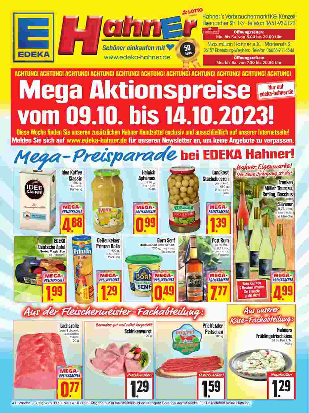 EDEKA Hahner Prospekt (ab 09.10.2023) zum Blättern - Seite 1