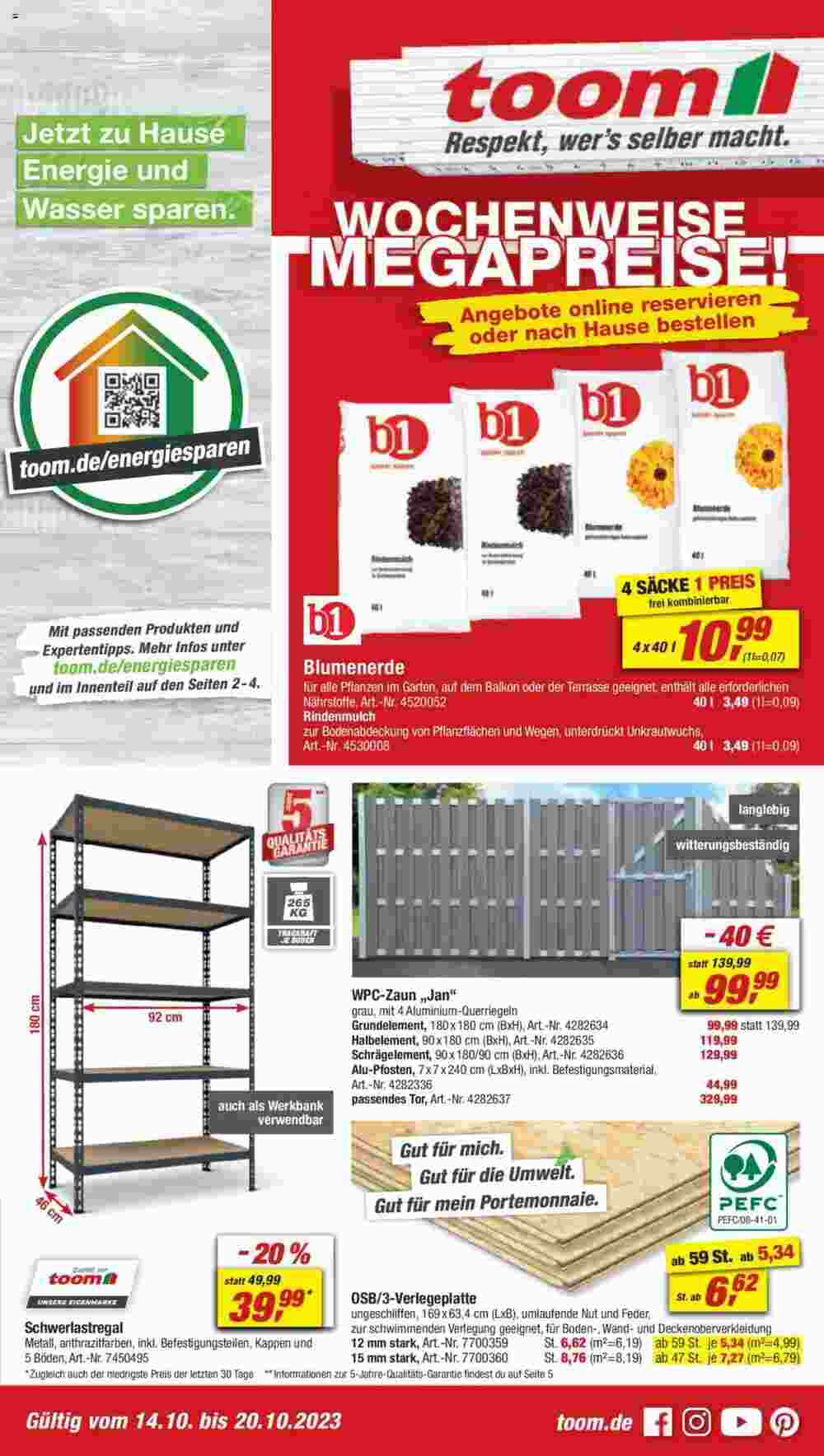 toom Baumarkt Prospekt (ab 14.10.2023) zum Blättern - Seite 1
