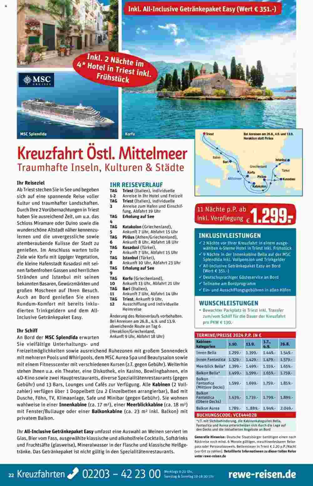 REWE Reisen Prospekt (ab 01.11.2023) zum Blättern - Seite 22