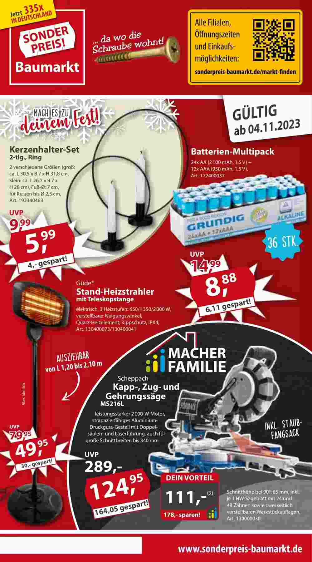 Sonderpreis Baumarkt Prospekt (ab 04.11.2023) zum Blättern - Seite 1