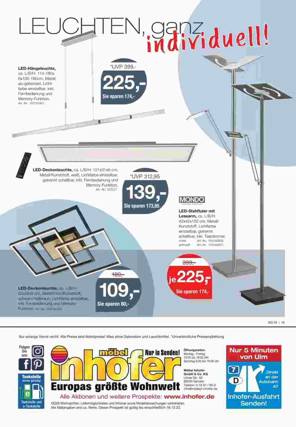 Möbel Inhofer Prospekt (ab 15.11.2023) zum Blättern - Seite 16