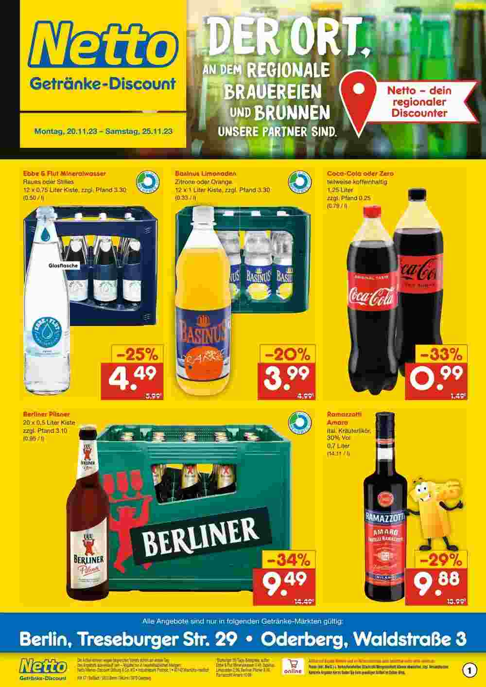 Netto Getränke Discount Prospekt (ab 20.11.2023) zum Blättern - Seite 1