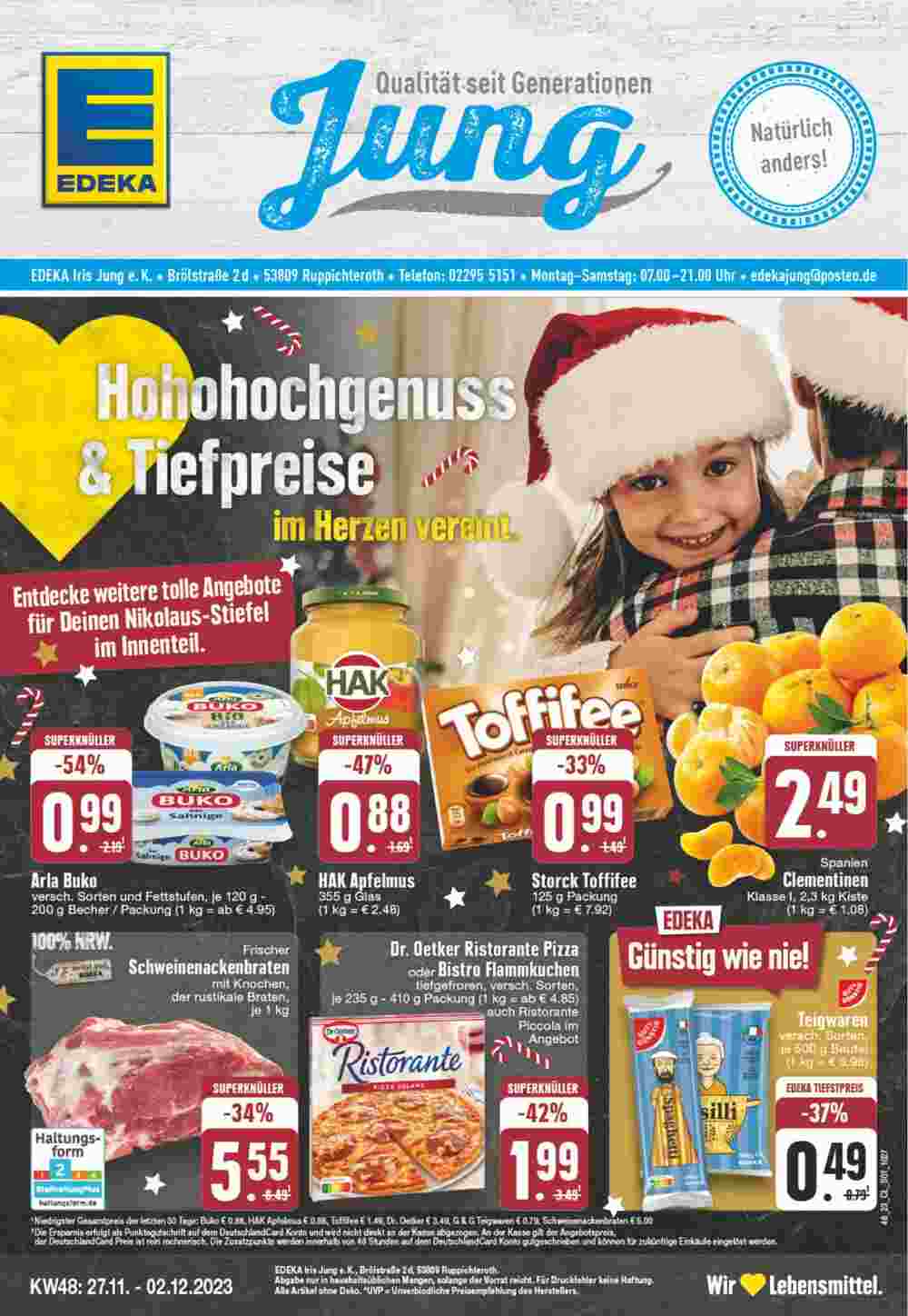 EDEKA Jung Prospekt (ab 27.11.2023) zum Blättern - Seite 1