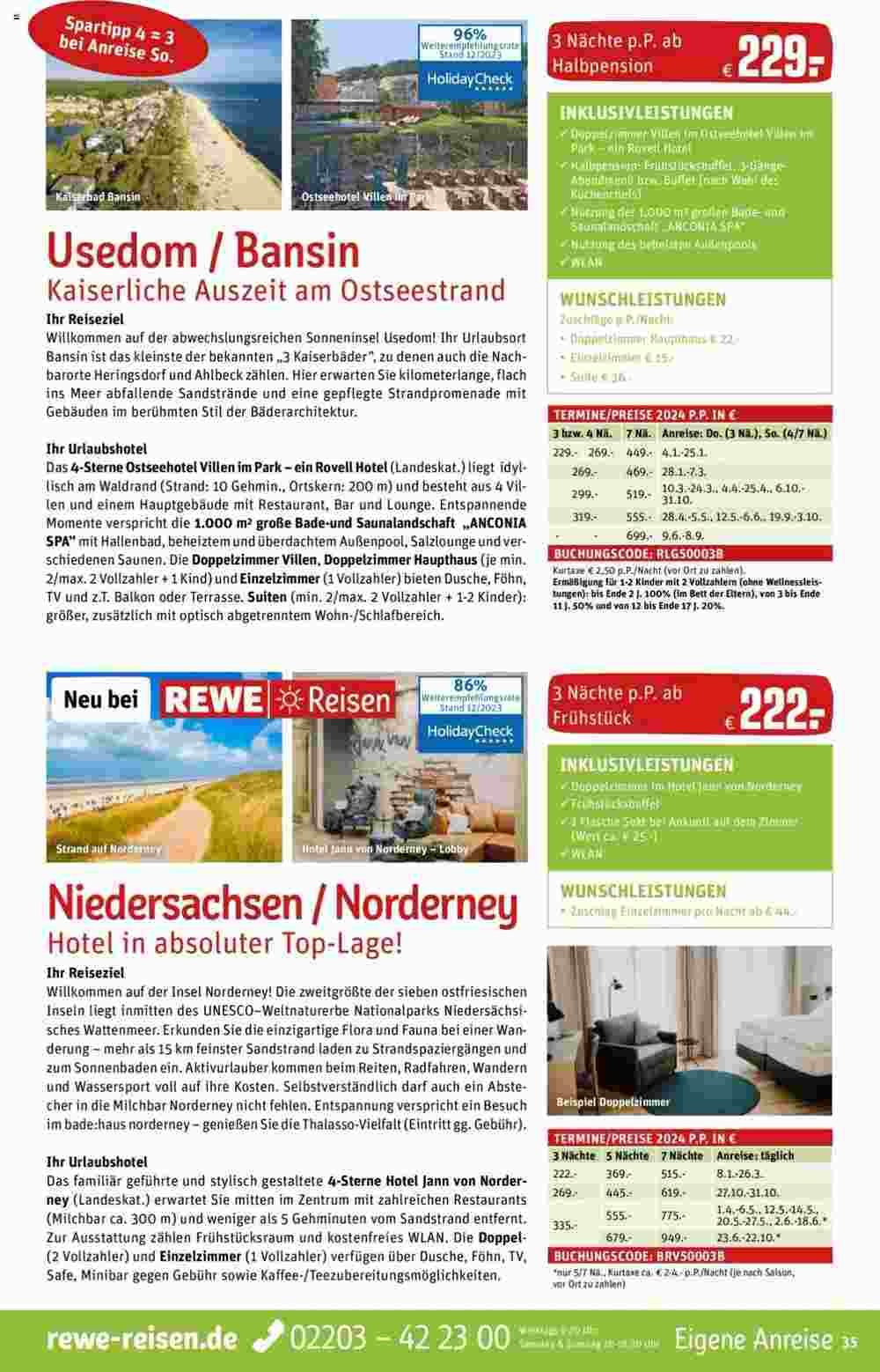 REWE Reisen Prospekt (ab 01.01.2024) zum Blättern - Seite 35