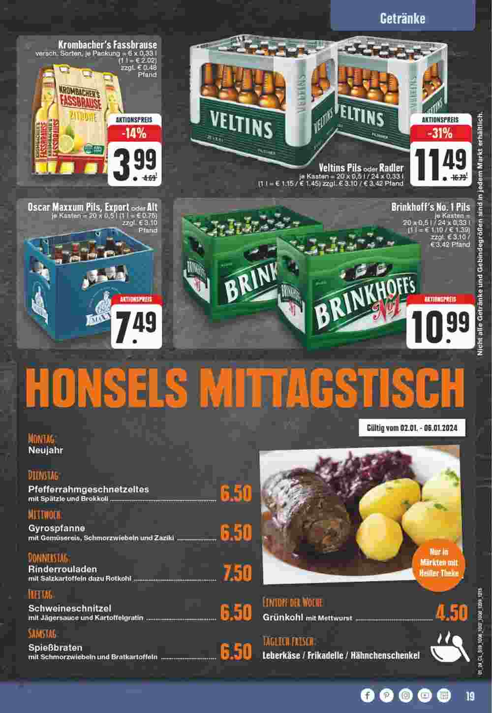 Edeka Honsel Prospekt (ab 02.01.2024) zum Blättern - Seite 19