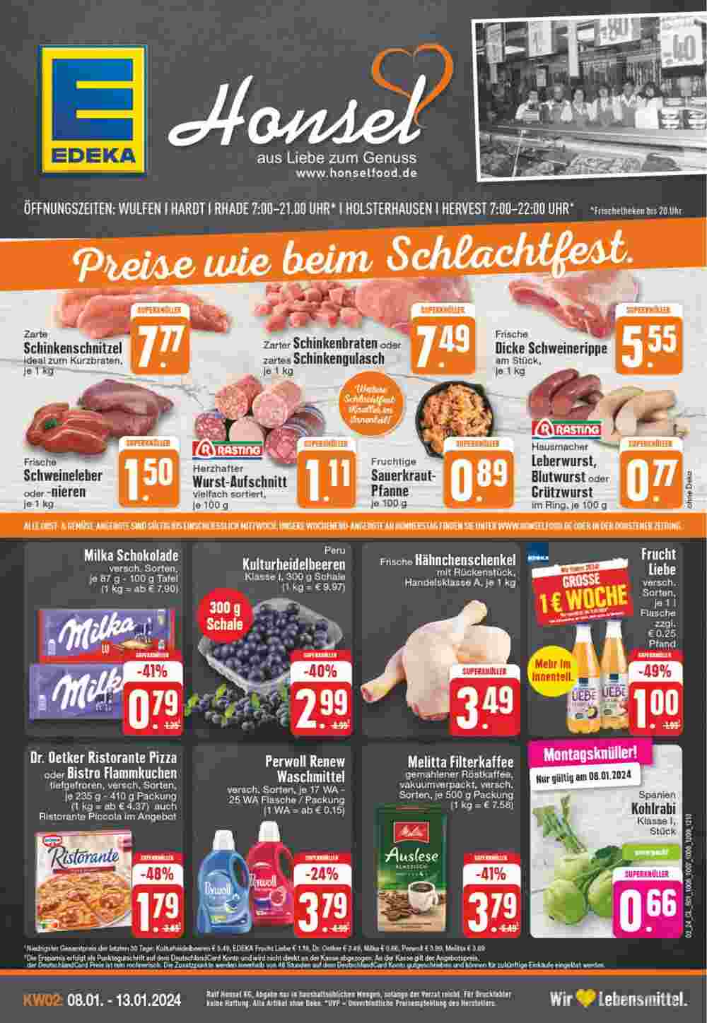 Edeka Honsel Prospekt (ab 08.01.2024) zum Blättern - Seite 1