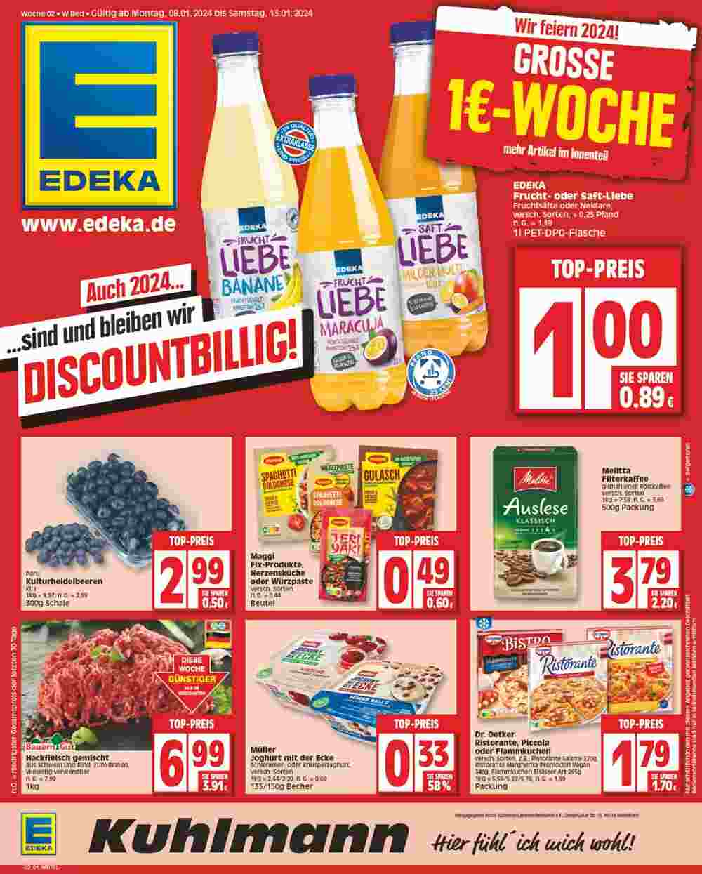 EDEKA Kuhlmann Prospekt (ab 08.01.2024) zum Blättern - Seite 1