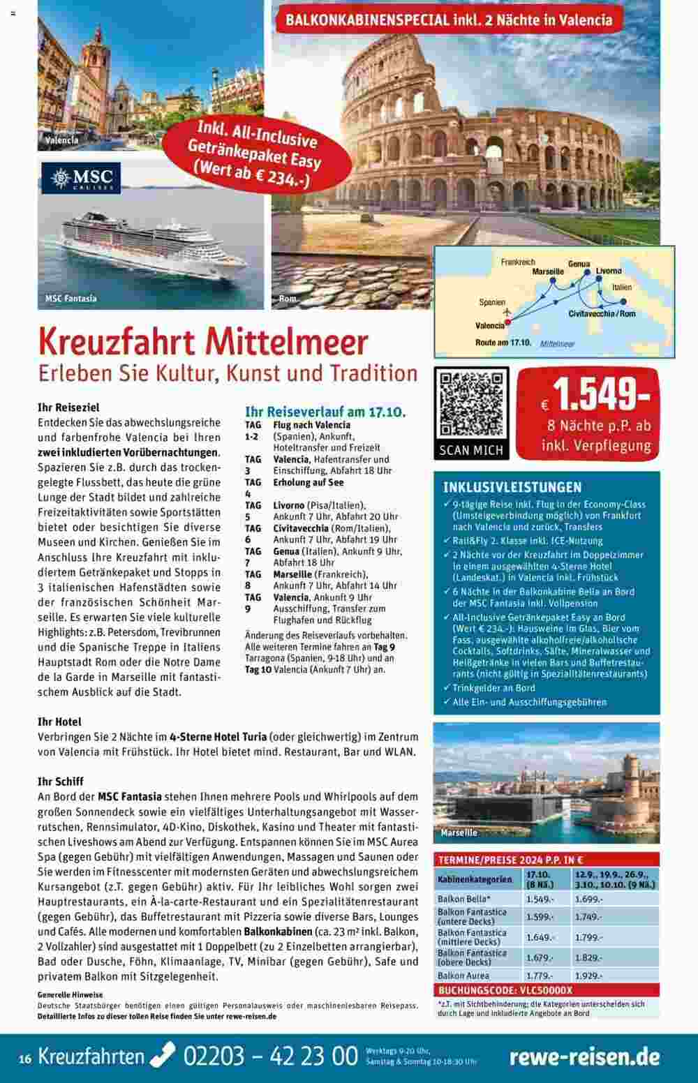 REWE Reisen Prospekt (ab 01.04.2024) zum Blättern - Seite 16