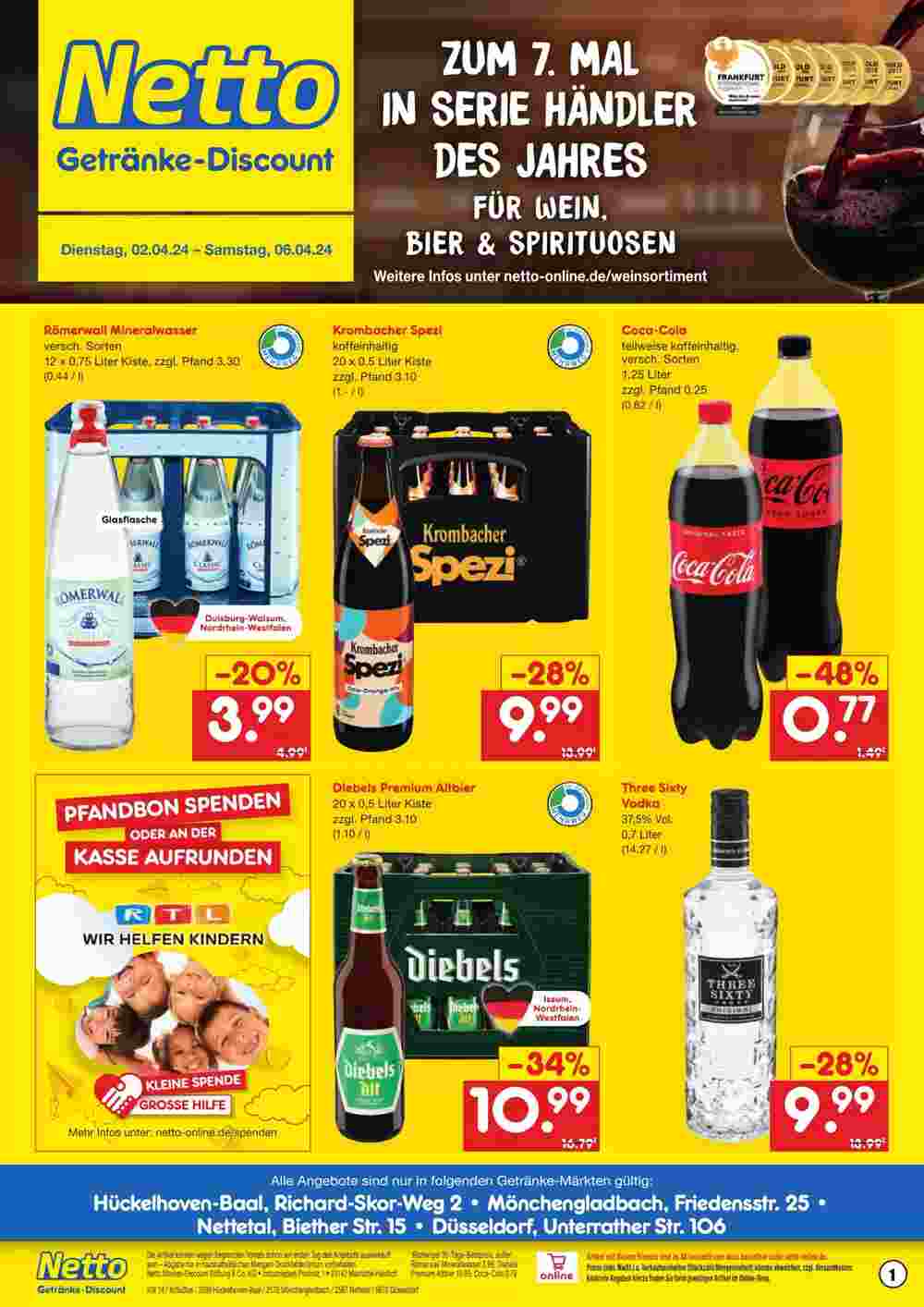 Netto Getränke Discount Prospekt (ab 02.04.2024) zum Blättern - Seite 1