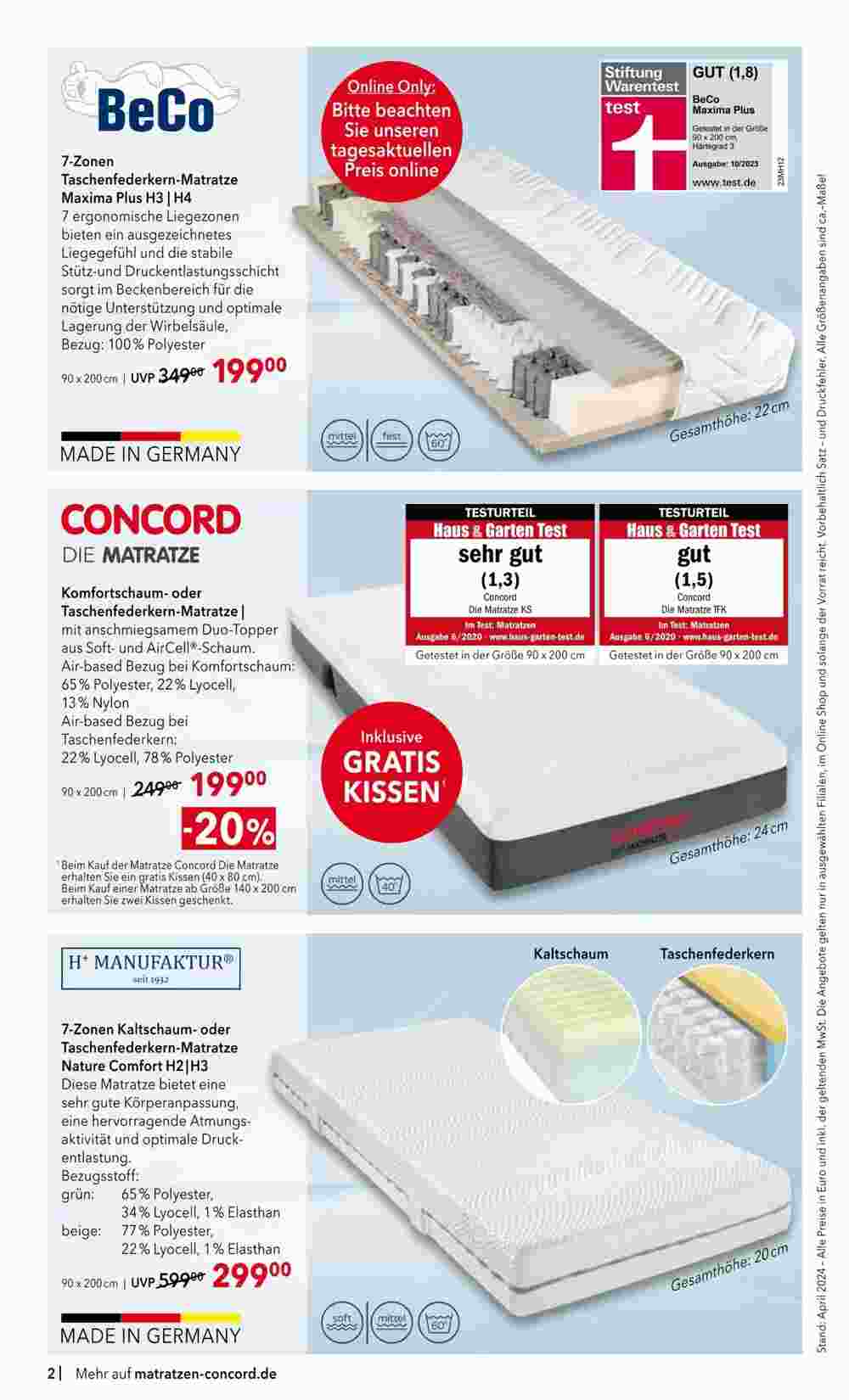 Matratzen Concord Prospekt (ab 02.04.2024) zum Blättern - Seite 2